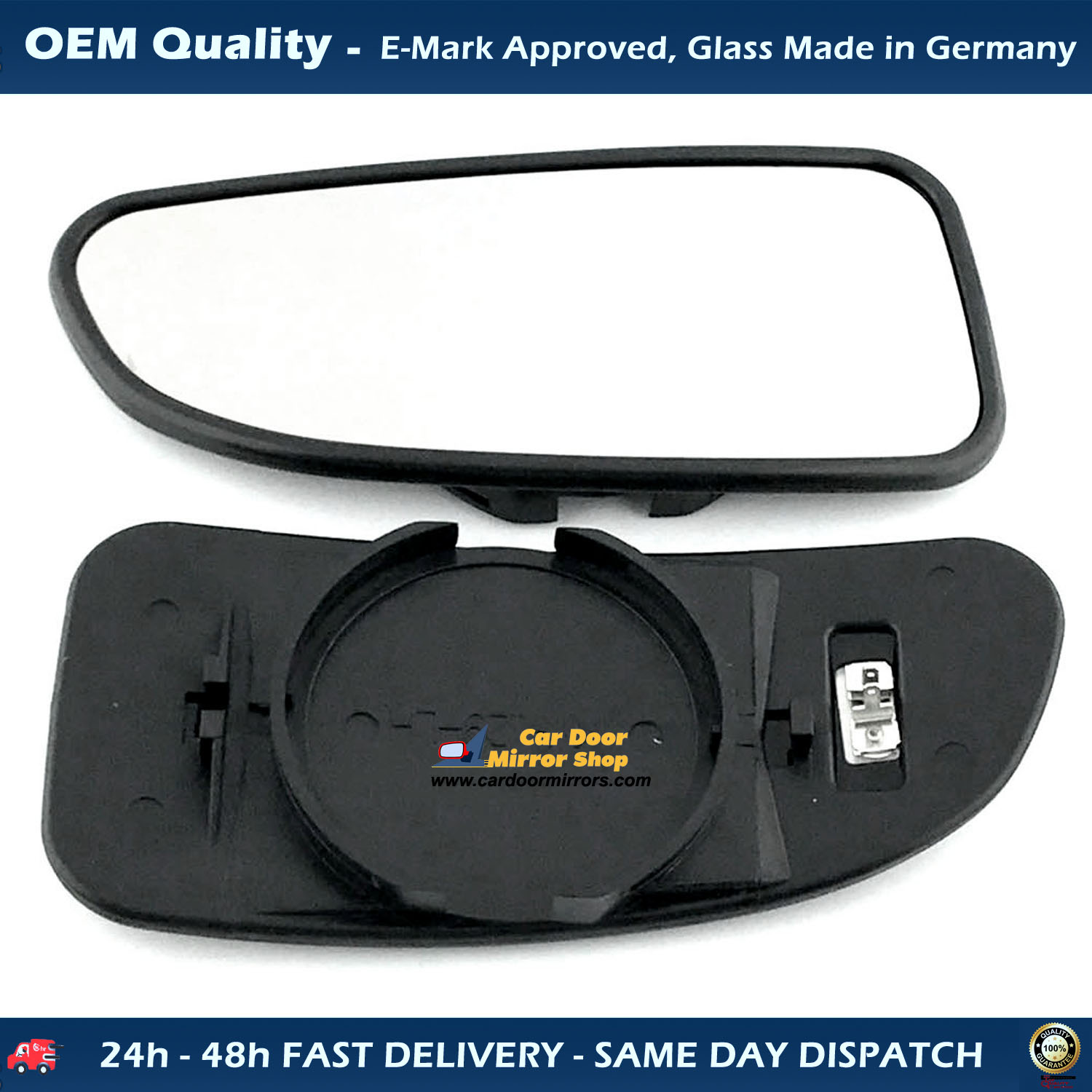FIAT Ducato Blind Spot Wing Mirror Glass With Base LEFT HAND ( UK Passenger Side ) 2001 to 2006 – Heated Base Convex Mirror