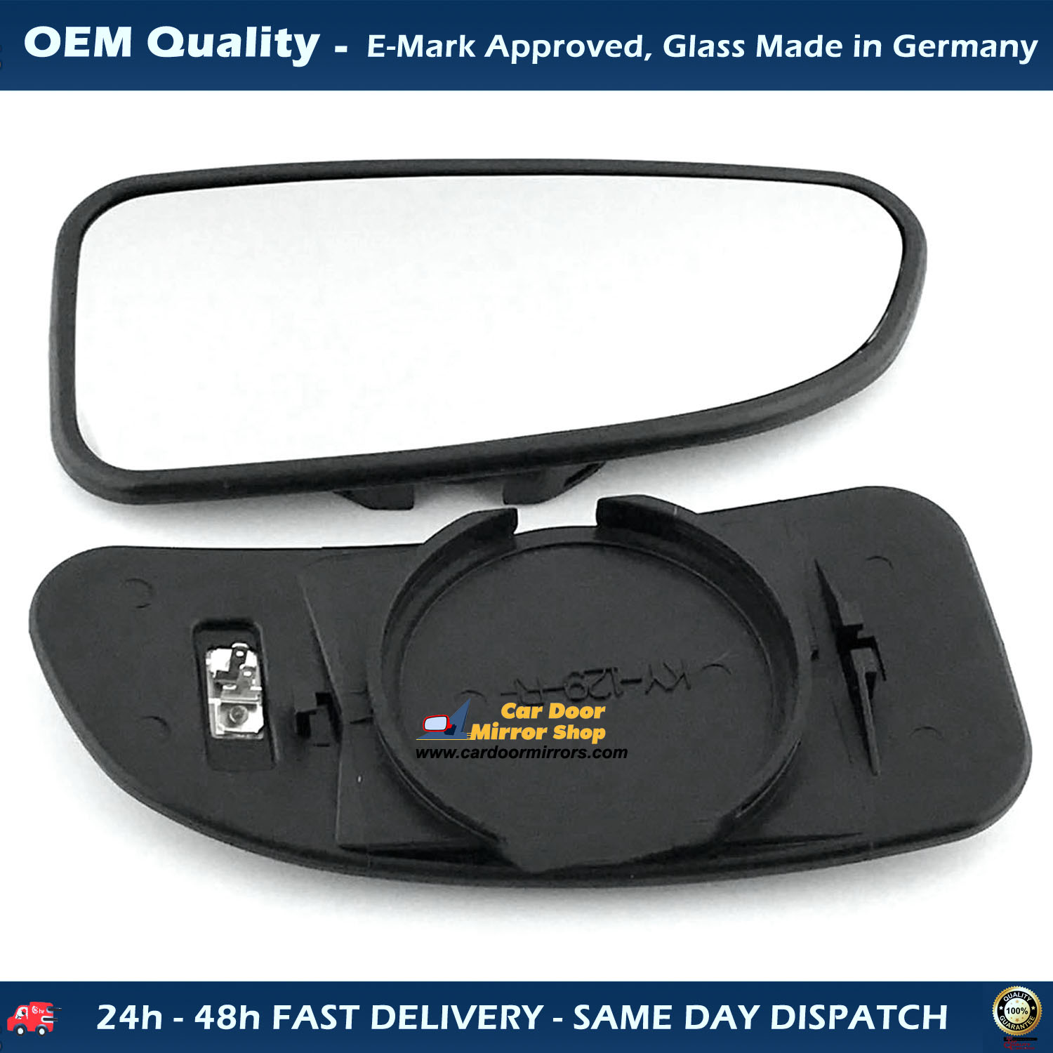 FIAT Ducato Blind Spot Wing Mirror Glass With Base RIGHT HAND ( UK Driver Side ) 2001 to 2006 – Heated Base Convex Mirror