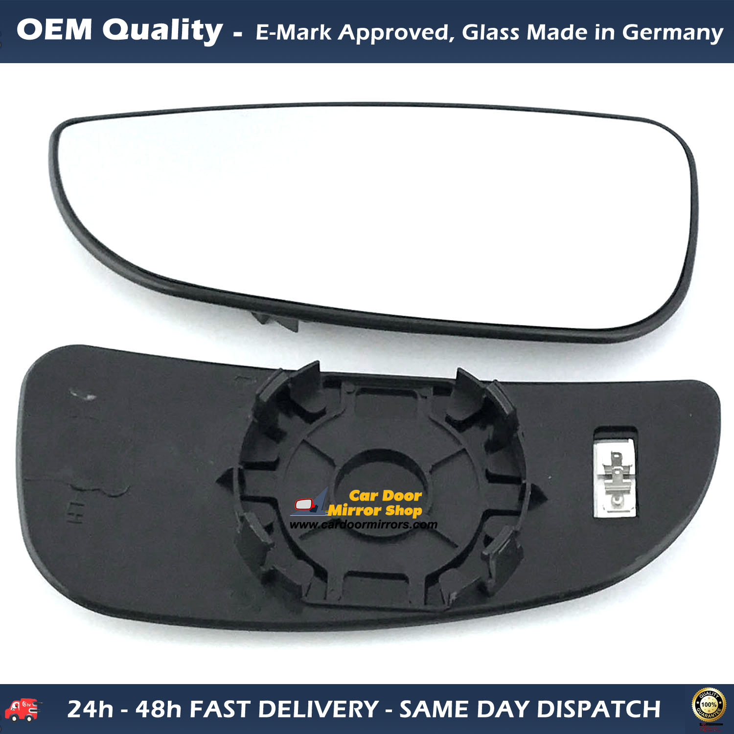 Citroen  Jumpy Blind Spot Wing Mirror Glass With Base LEFT HAND ( UK Passenger Side ) 2006 to 2021 – Heated Base Convex Mirror