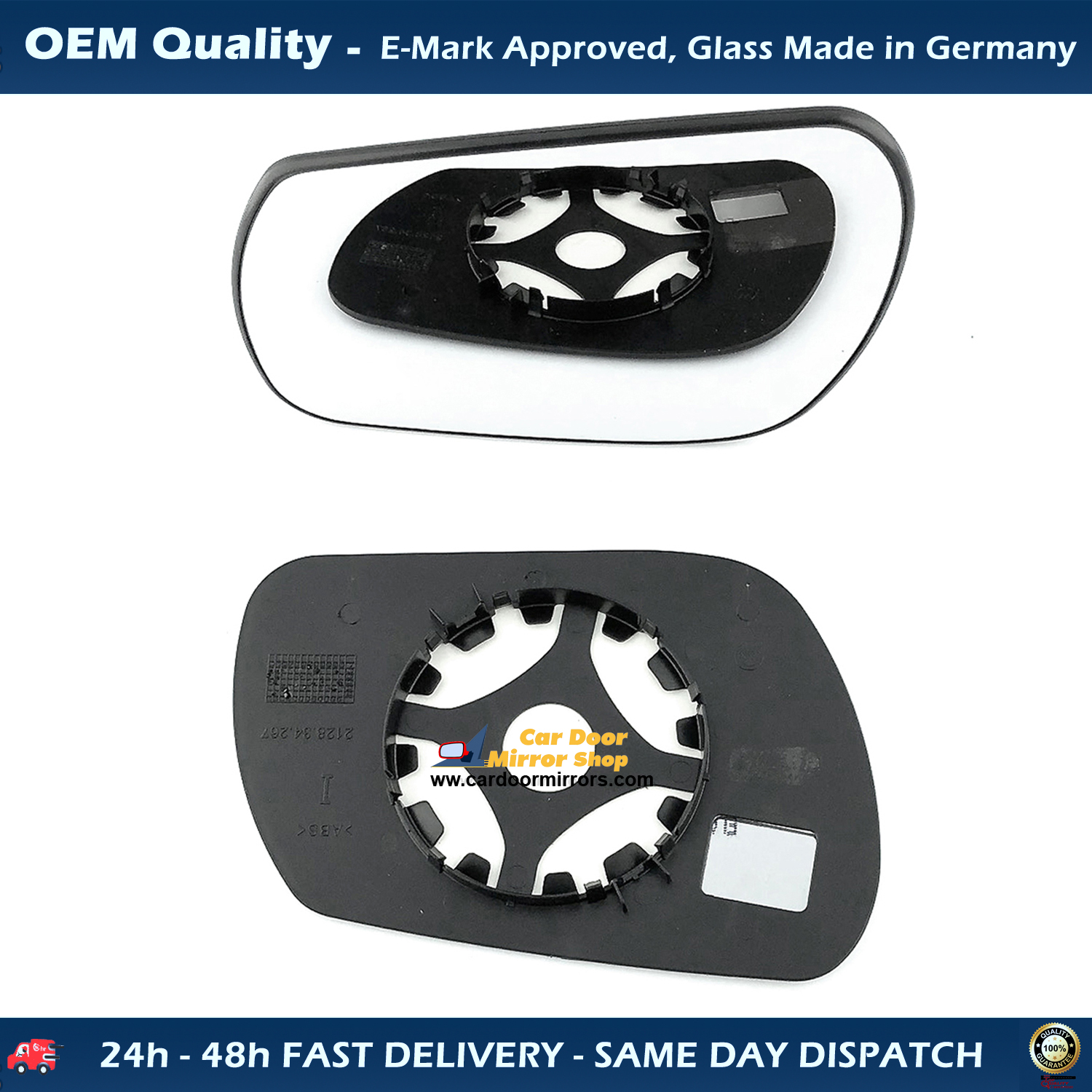 Mazda 2 Wing Mirror Glass With Base LEFT HAND ( UK Passenger Side ) 2003 to 2007 – Convex Wing Mirror ( Round type fitting )