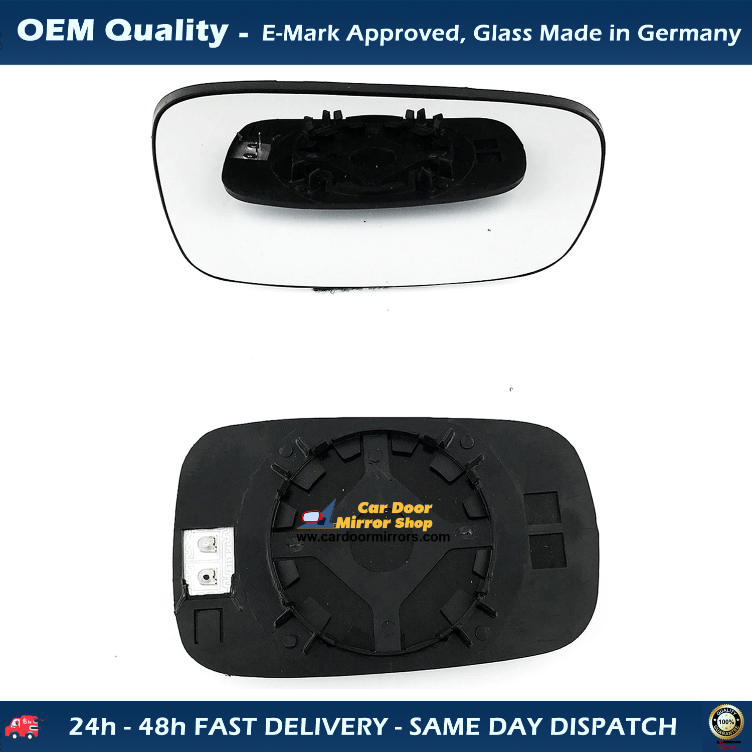 Renault Clio Wing Mirror Glass With Base LEFT HAND ( UK Passenger Side ) 2005 to 2009 [ MK III ] – Convex Wing Mirror