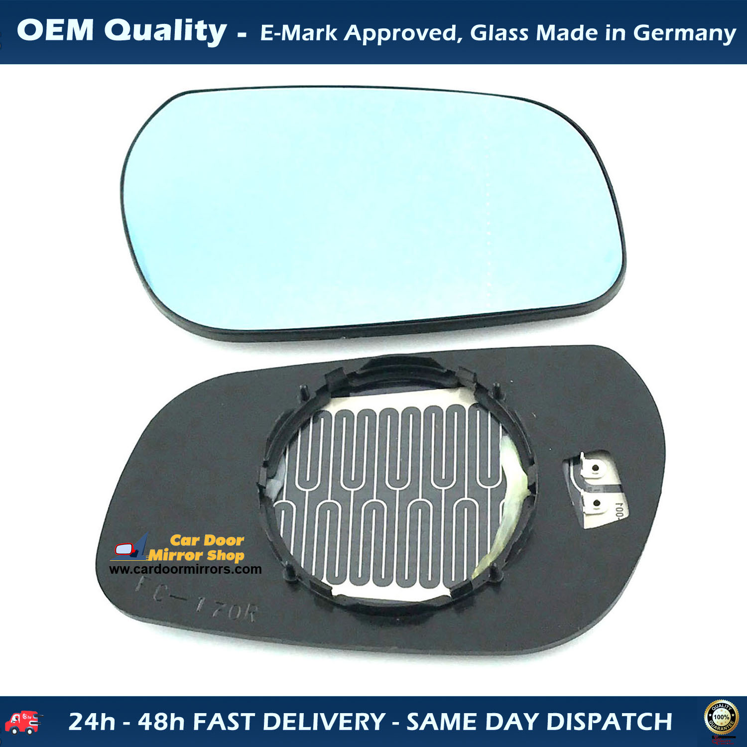 Citroen Xsara Wing Mirror Glass With Base RIGHT HAND ( UK Driver Side ) 1997 to 2003 – Heated Base Wide Angle Wing Mirror ( Blue Tinted )