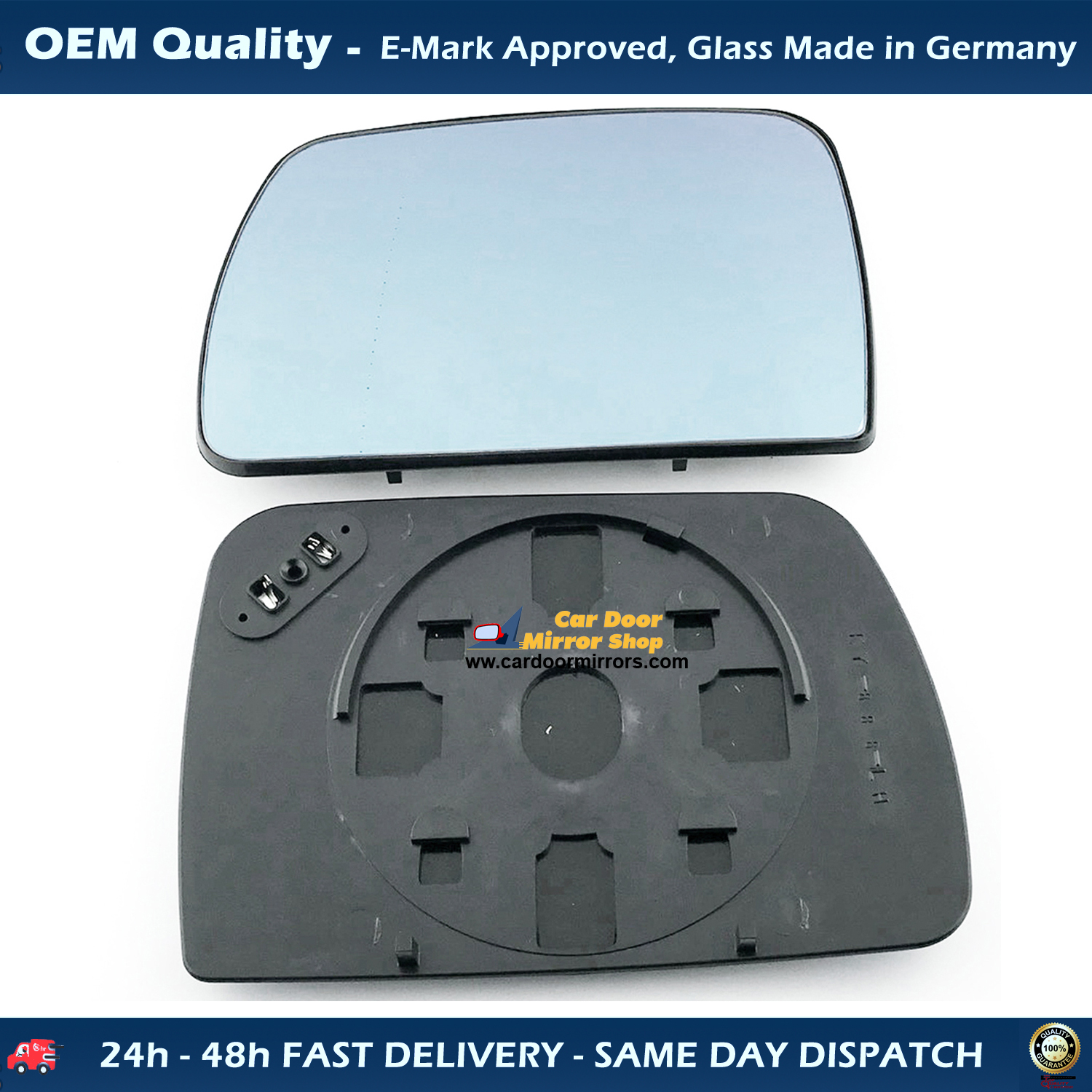 BMW X5 Wing Mirror Glass With Base LEFT HAND ( UK Passenger Side ) 1999 to 2006 – Heated Base Wide Angle Wing Mirror ( Blue Tinted )