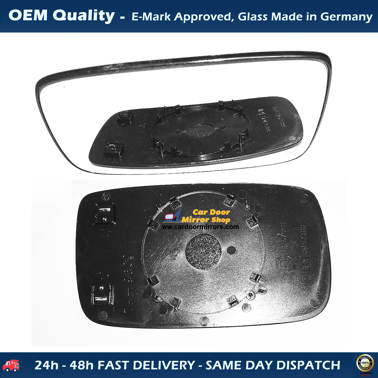 Volvo 740 Wing Mirror Glass With Base LEFT HAND ( UK Passenger Side ) 1984 to 1992 – Heated Base Convex Mirror