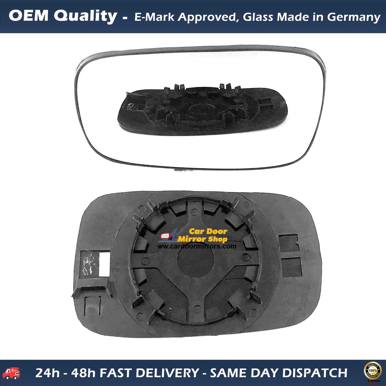 Renault Laguna Wing Mirror Glass With Base LEFT HAND ( UK Passenger Side ) 2001 to 2007 – Heated Base Convex Mirror