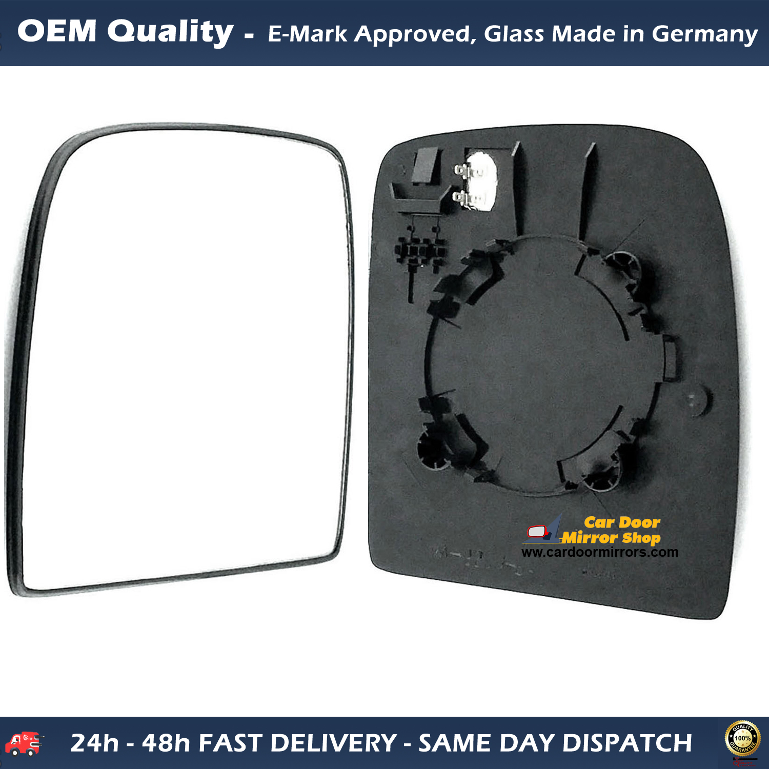 Citroen Dispatch Wing Mirror Glass With Base LEFT HAND ( UK Passenger Side ) 2007 to 2015 – Non-Heated Base Convex Wing Mirror ( Twin Glass Version Mirror )