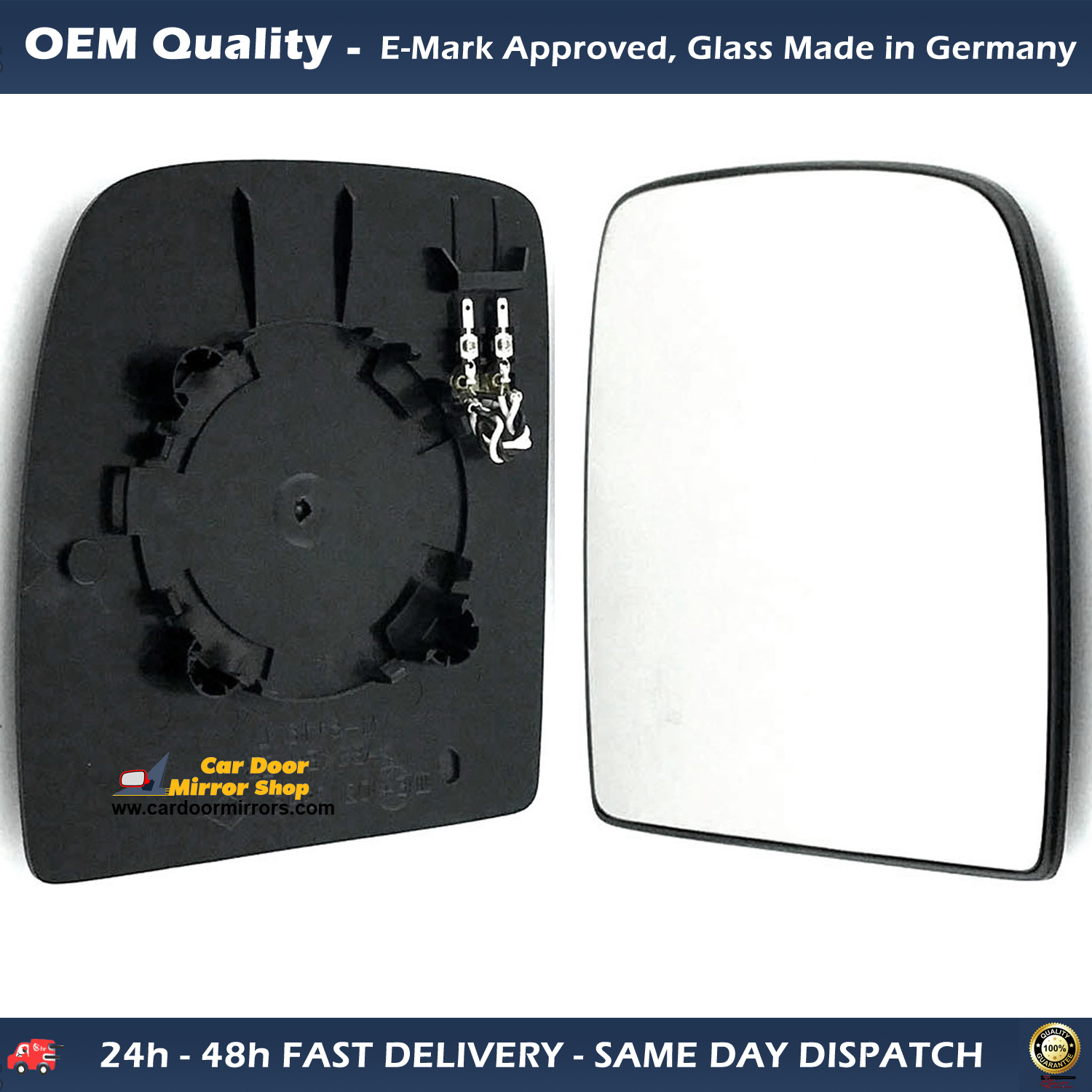 FIAT Scudo Wing Mirror Glass With Base RIGHT HAND ( UK Driver Side ) 2007 to 2018 – Heated Base Convex Mirror