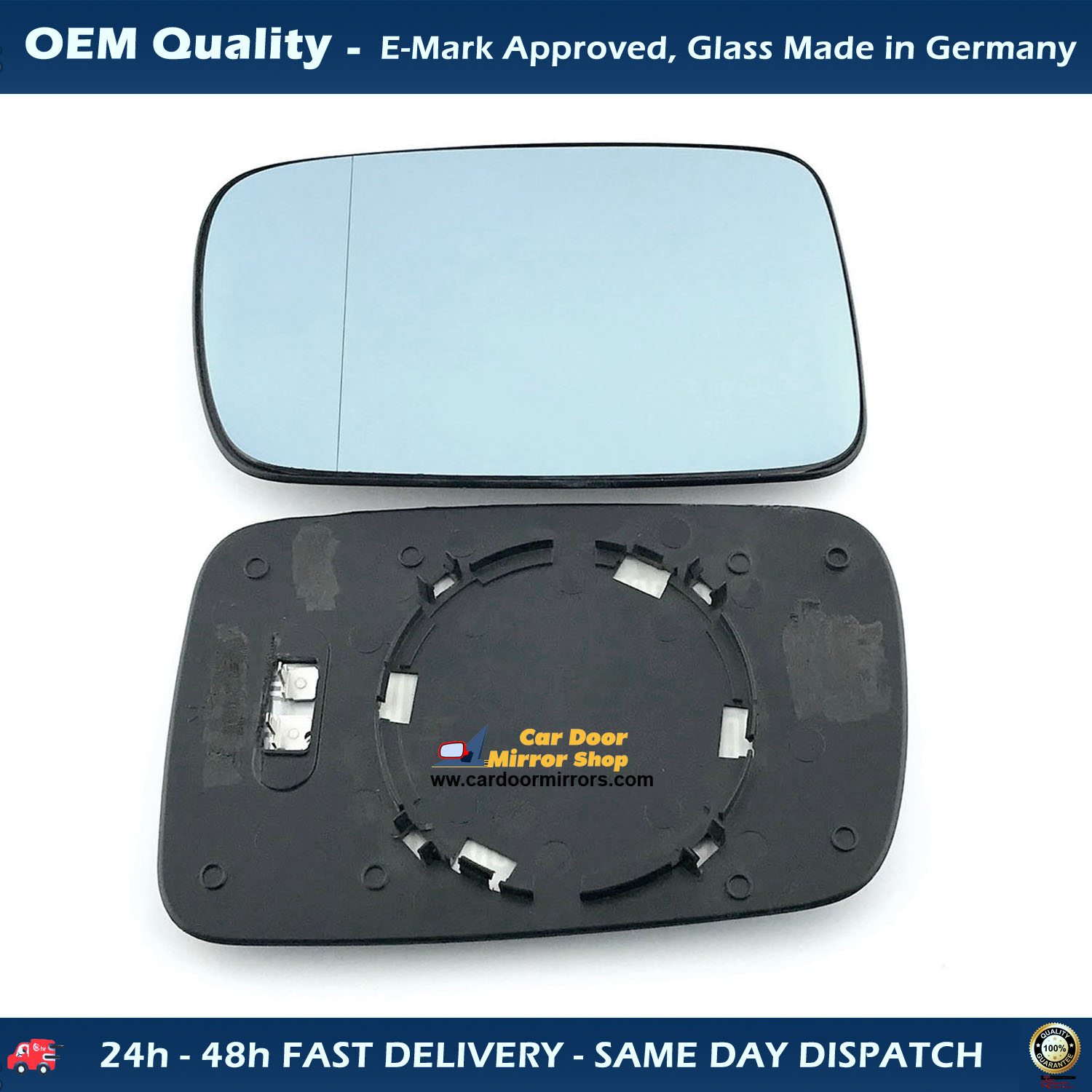 BMW 7 Series Wing Mirror Glass With Base LEFT HAND ( UK Passenger Side ) 2001 to 2008 – Heated Base Wide Angle Wing Mirror