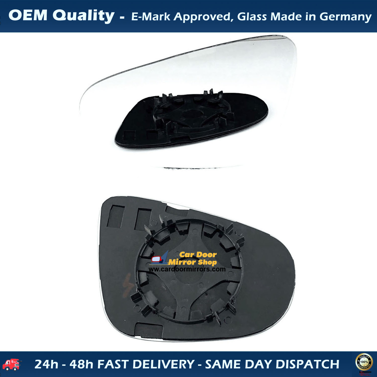 Volkswagen Golf Wing Mirror Glass With Base LEFT HAND ( UK Passenger Side ) 2009 to 2013 – Convex Wing Mirror