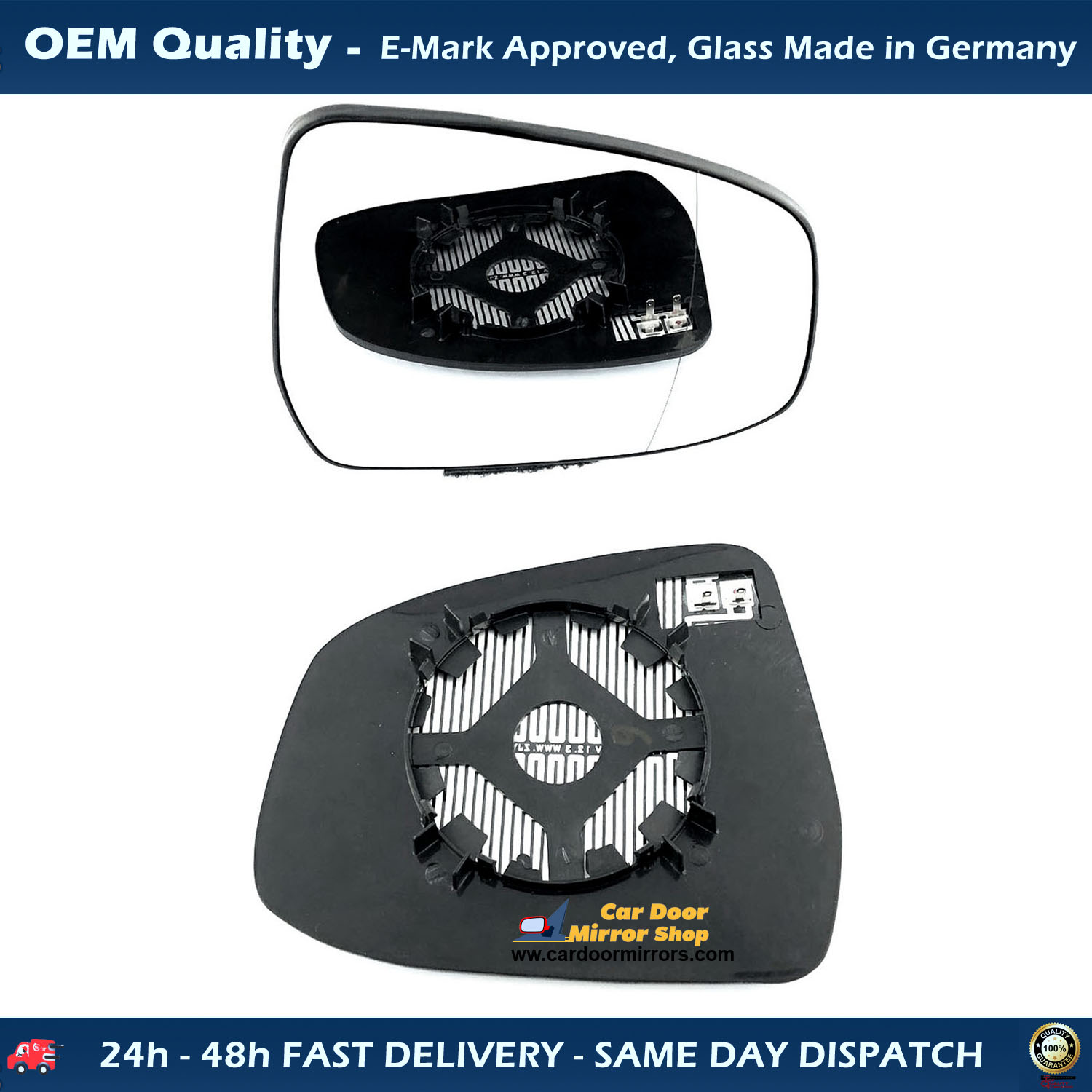 Ford Focus Wing Mirror Glass With Base RIGHT HAND ( UK Driver Side ) 2012 to 2017 – Heated Base Wide Angle Wing Mirror