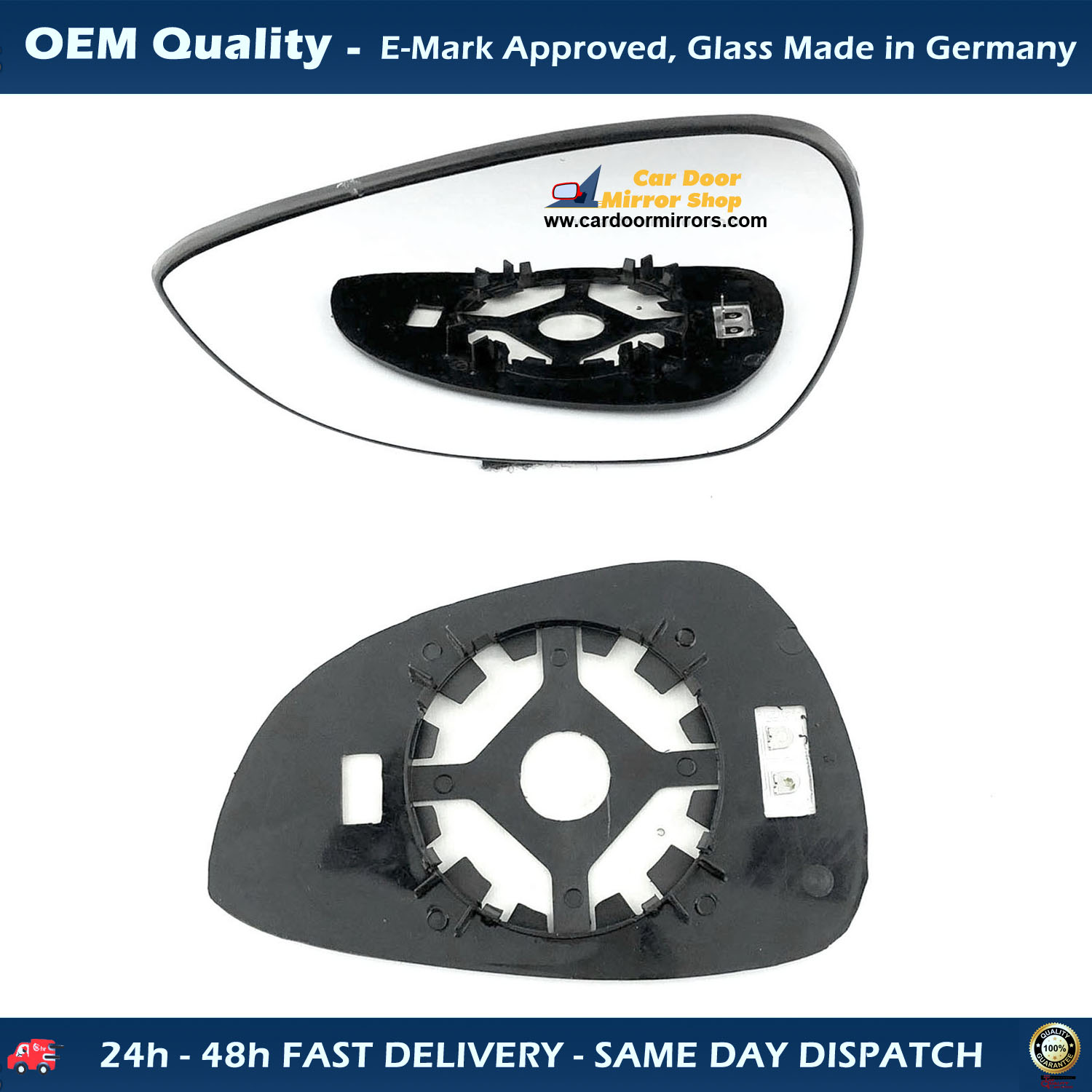 Ford Fiesta Wing Mirror Glass With Base LEFT HAND ( UK Passenger Side ) 2008 to 2012 – Heated Base Convex Mirror