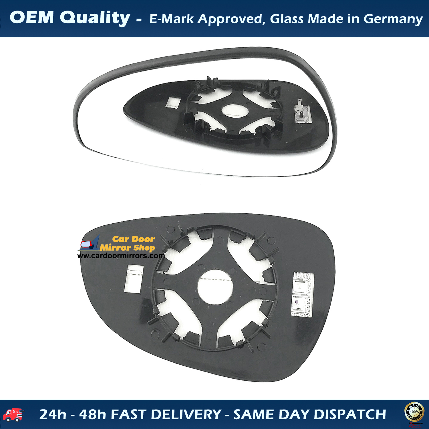 Ford Fiesta Wing Mirror Glass With Base RIGHT HAND ( UK Driver Side ) 2008 to 2012 – Heated Base Convex Mirror