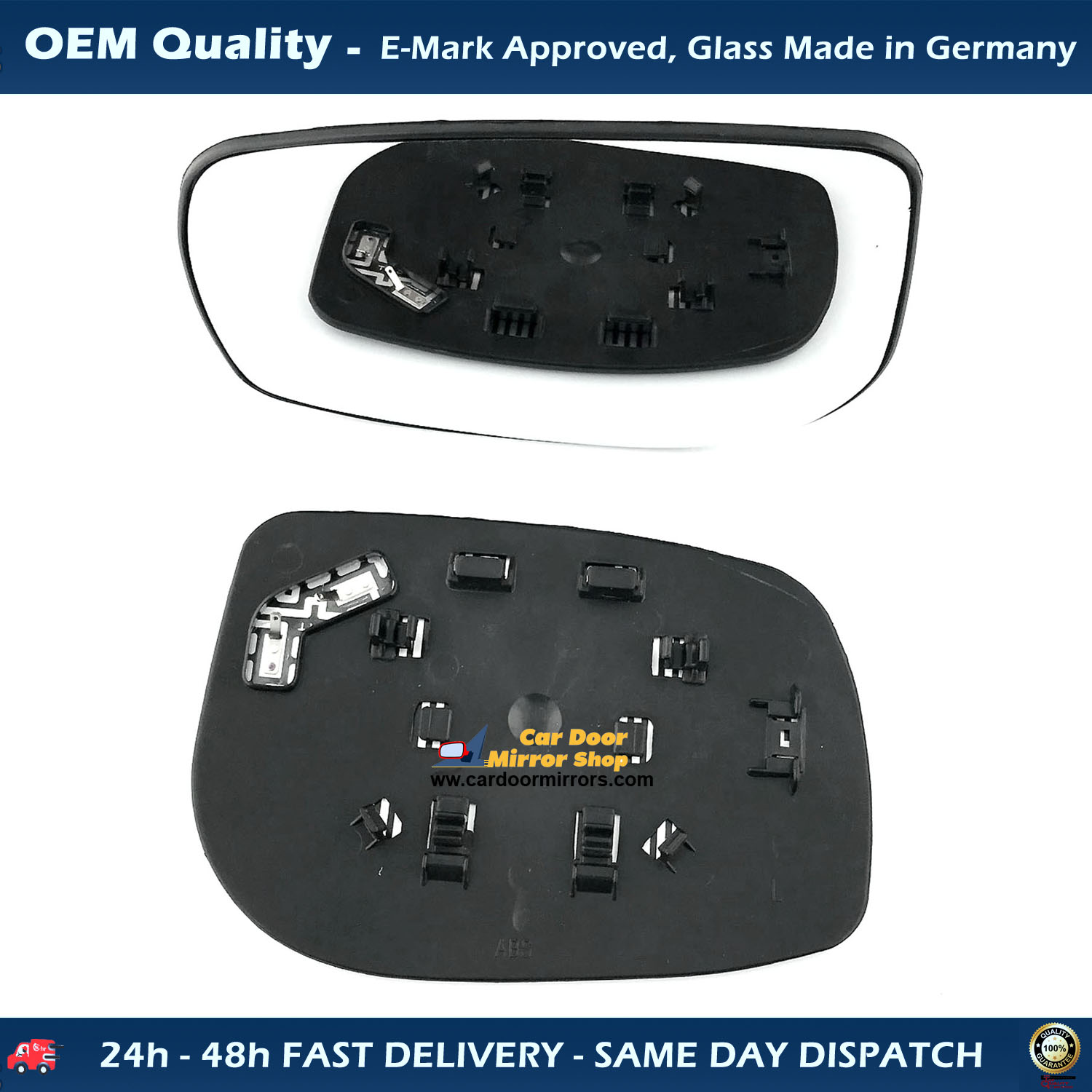 Toyota Yaris Wing Mirror Glass With Base LEFT HAND ( UK Passenger Side ) 2006 to 2011 – Heated Base Convex Mirror