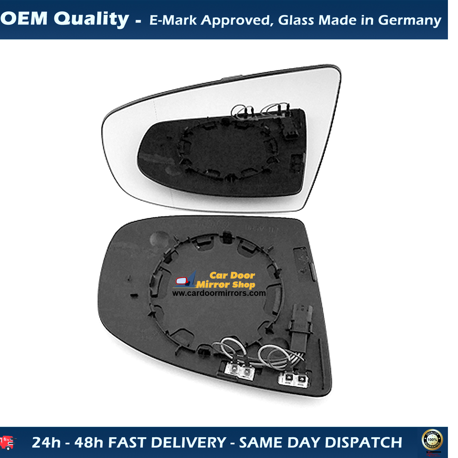 BMW X5 Wing Mirror Glass With Base LEFT HAND ( UK Passenger Side ) 2007 to 2013 – Heated Base Wide Angle Wing Mirror ( Auto Dimming Mirror )