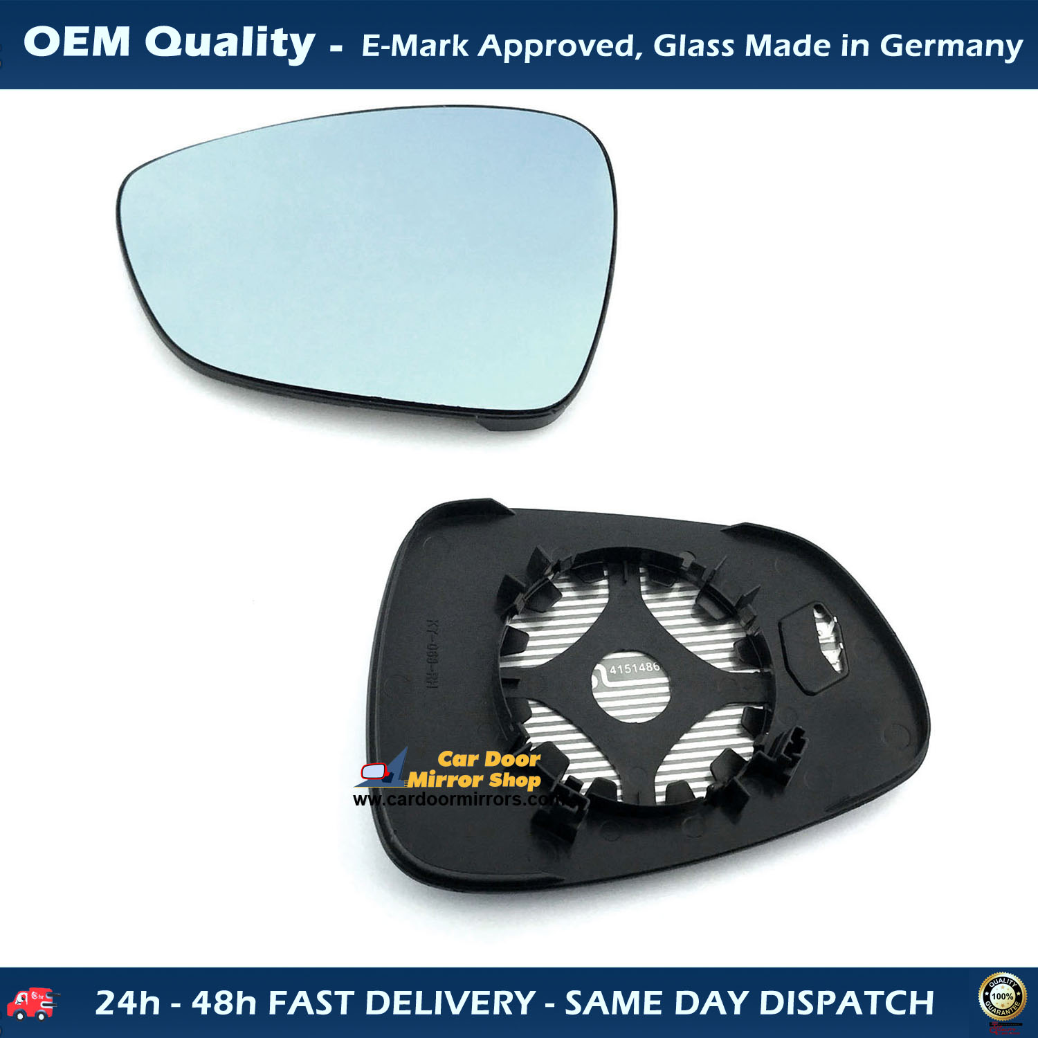 Citroen DS5 Wing Mirror Glass With Base LEFT HAND ( UK Passenger Side ) 2011 to 2020 – Heated Base Convex Wing Mirror ( Blue Tinted )