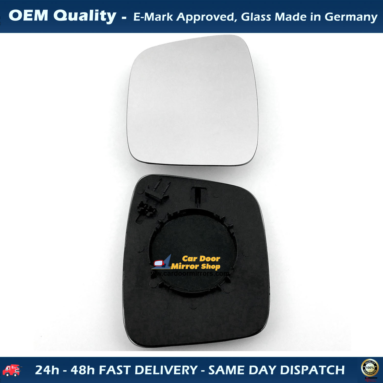 FIAT Qubo Wing Mirror Glass With Base LEFT HAND ( UK Passenger Side ) 2007 to 2020 – Convex Wing Mirror
