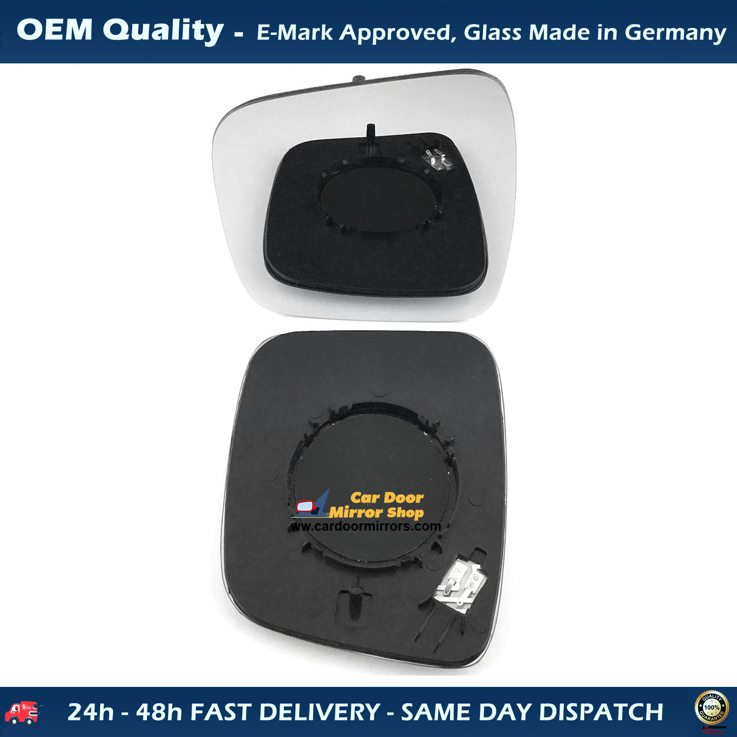 FIAT Qubo Wing Mirror Glass With Base LEFT HAND ( UK Passenger Side ) 2007 to 2020 – Heated Base Convex Mirror