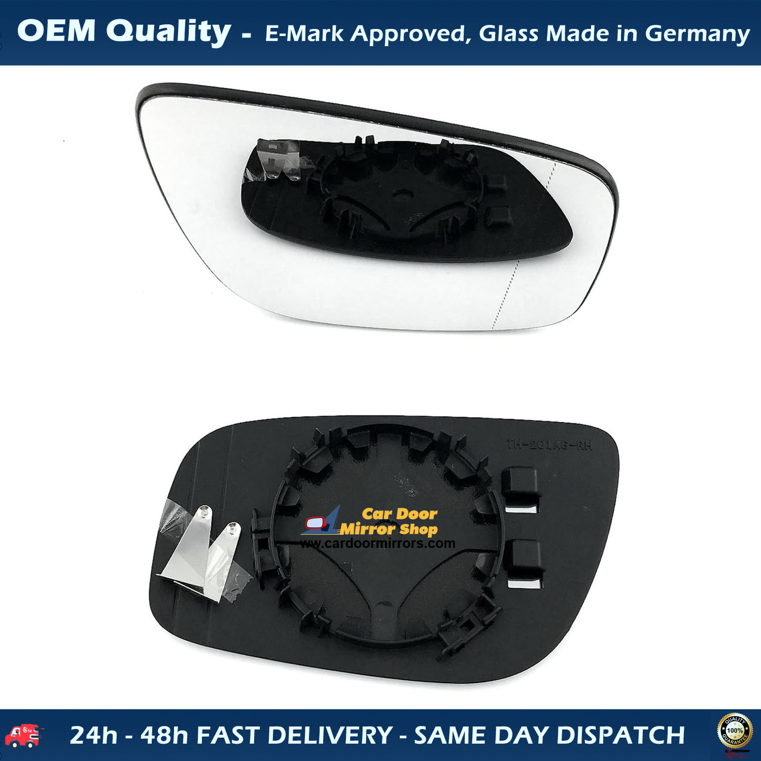 Mercedes E Class Wing Mirror Glass With Base RIGHT HAND ( UK Driver Side ) 2007 to 2009 – Non-Heated Base Wide Angle Wing Mirror ( W211 )