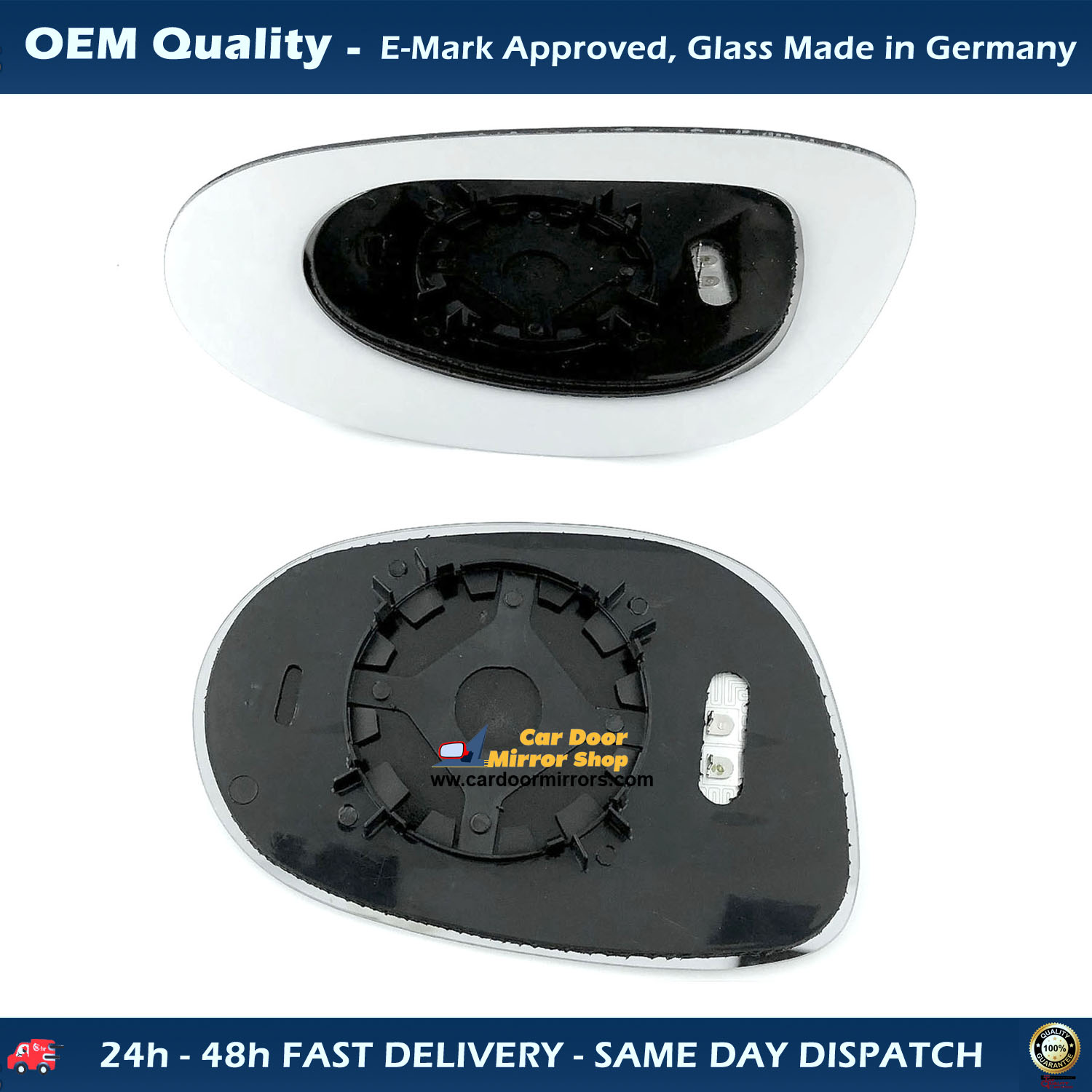 Ford KA Wing Mirror Glass With Base LEFT HAND ( UK Passenger Side ) 2009 to 2016 – Heated Base Convex Mirror