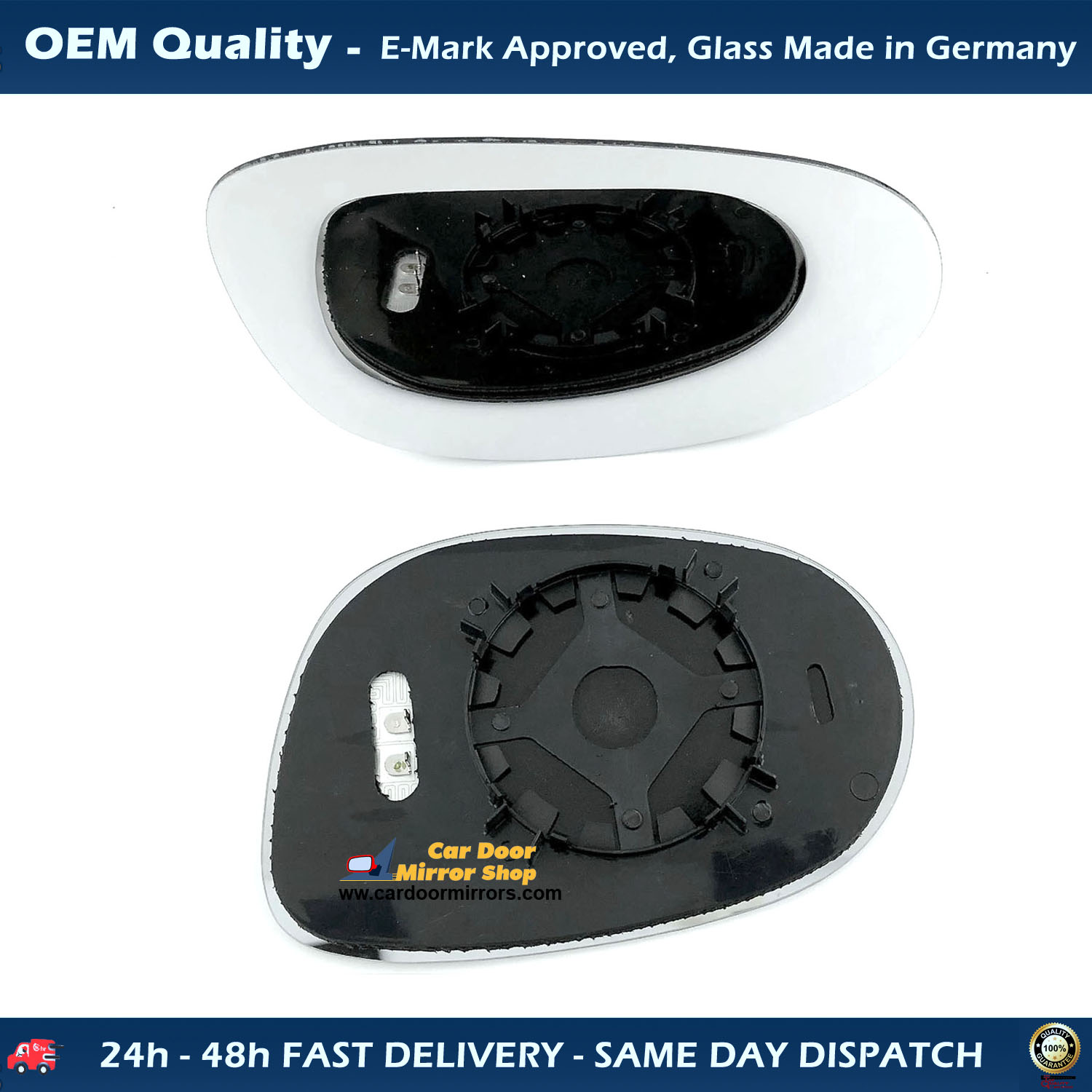 Ford KA Wing Mirror Glass With Base RIGHT HAND ( UK Driver Side ) 2009 to 2016 – Heated Base Convex Mirror