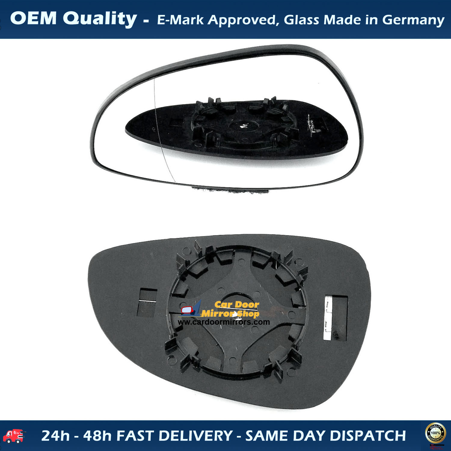 Ford Fiesta Wing Mirror Glass With Base RIGHT HAND ( UK Driver Side ) 2008 to 2012 – Heated Base Wide Angle Wing Mirror