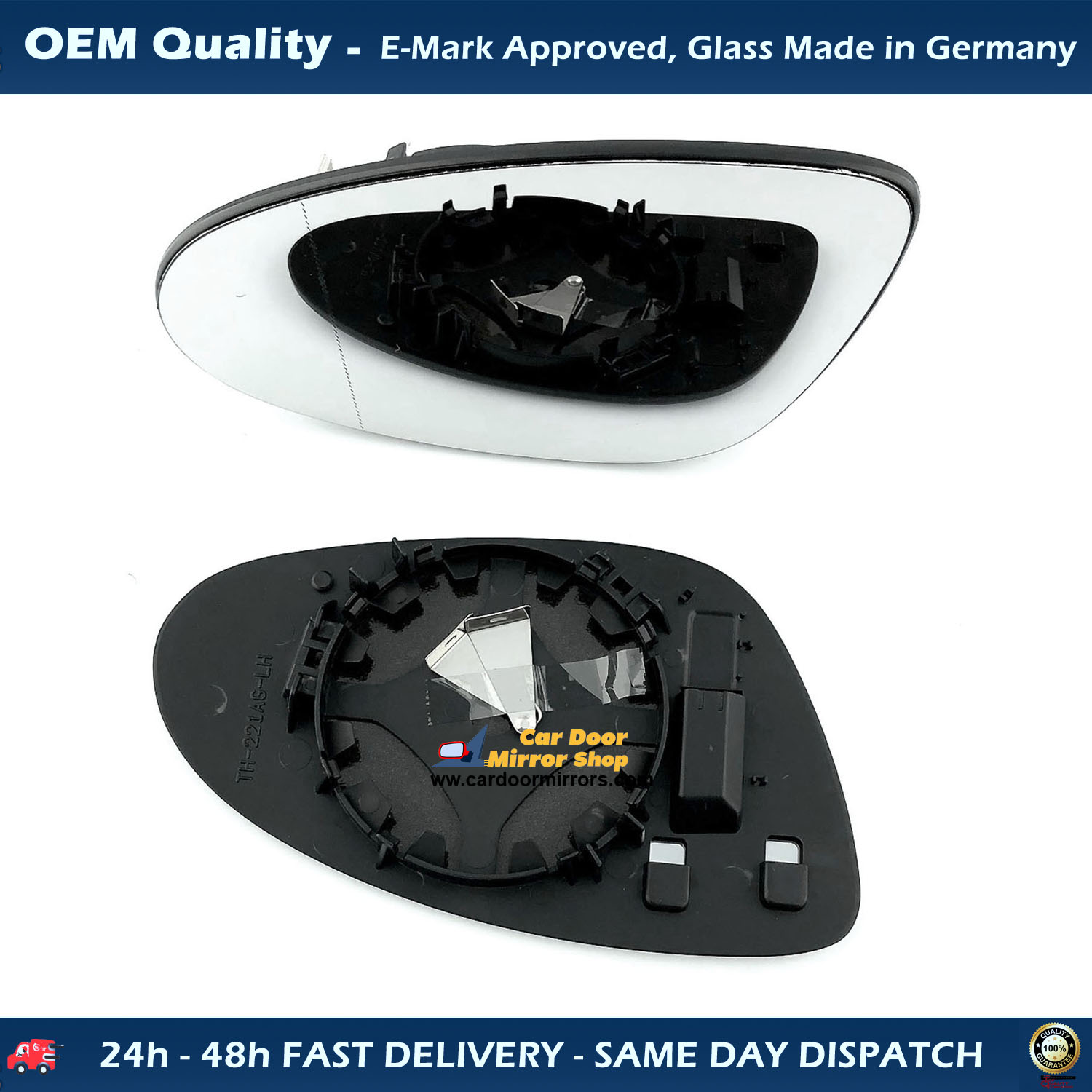 Mercedes S Class  Wing Mirror Glass With Base LEFT HAND ( UK Passenger Side ) 2005 AUG to 2009 – Non-Heated Base Wide Angle Wing Mirror ( W221 )
