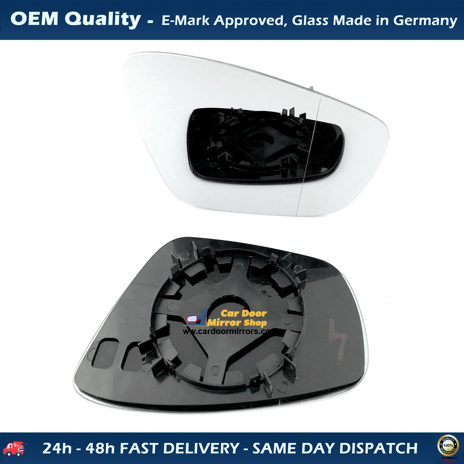 Volkswagen UP Wing Mirror Glass With Base RIGHT HAND ( UK Driver Side ) 2016 MAY to 2019 – Non-Heated Base Wide Angle Wing Mirror