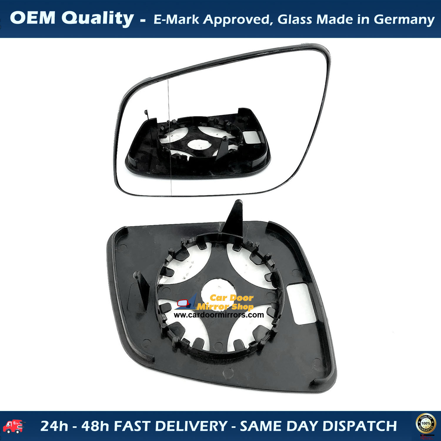 Mercedes A Class  Wing Mirror Glass With Base LEFT HAND ( UK Passenger Side ) 2008 to 2012 – Non-Heated Base Wide Angle Wing Mirror ( W169 )