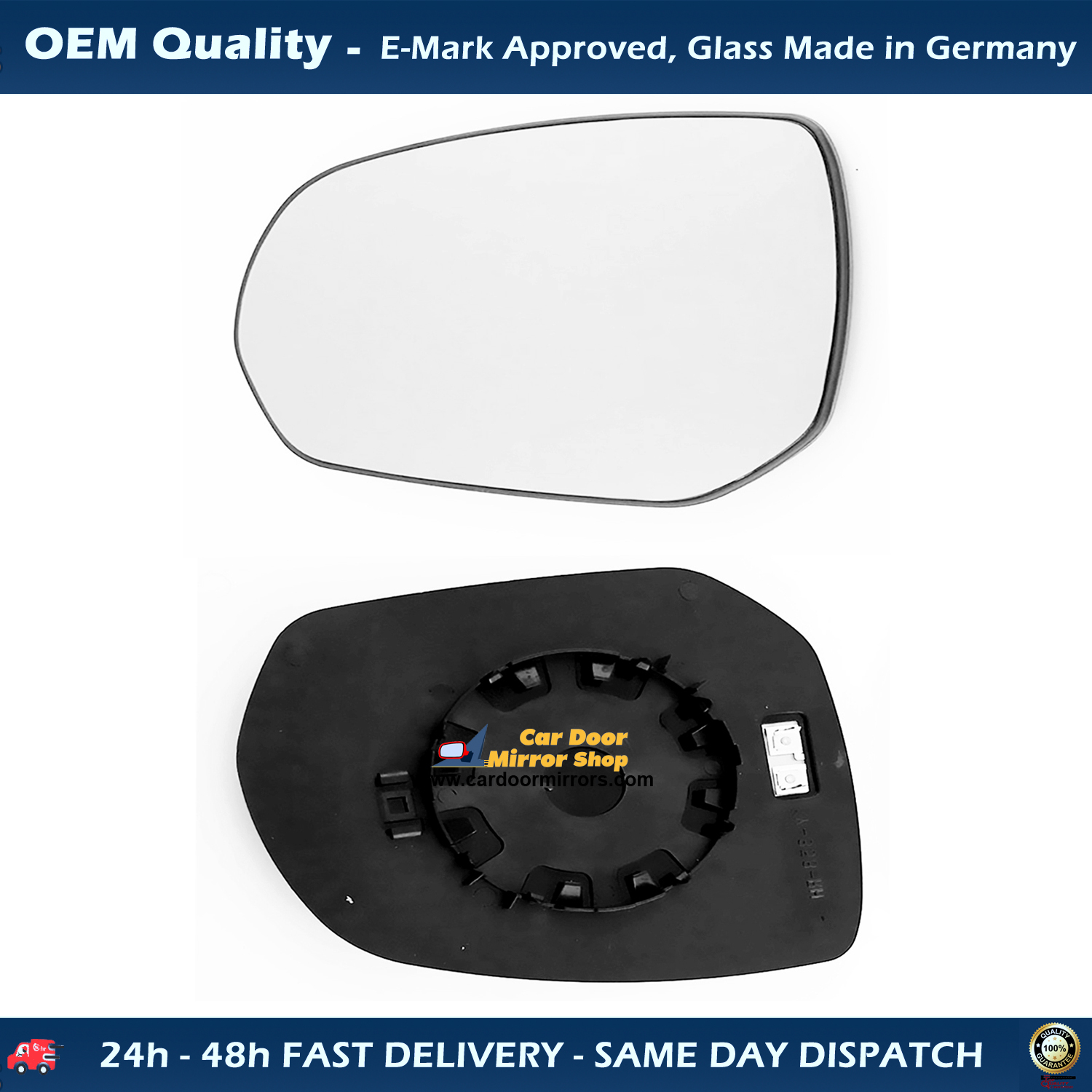 Citroen C3 Picasso  Wing Mirror Glass With Base RIGHT HAND ( UK Driver Side ) 2009 to 2018 – Heated Base Convex Mirror