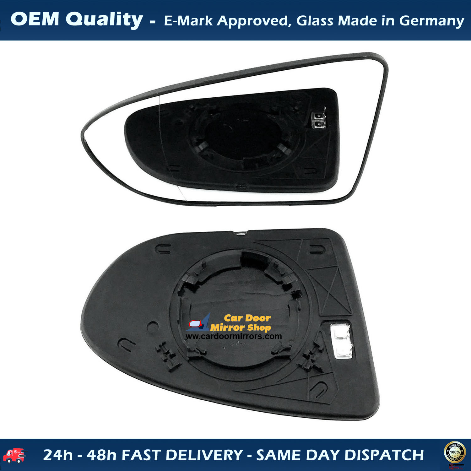 Nissan Qashqai Wing Mirror Glass With Base LEFT HAND ( UK Passenger Side ) 2006 to 2013 – Heated Base Wide Angle Wing Mirror