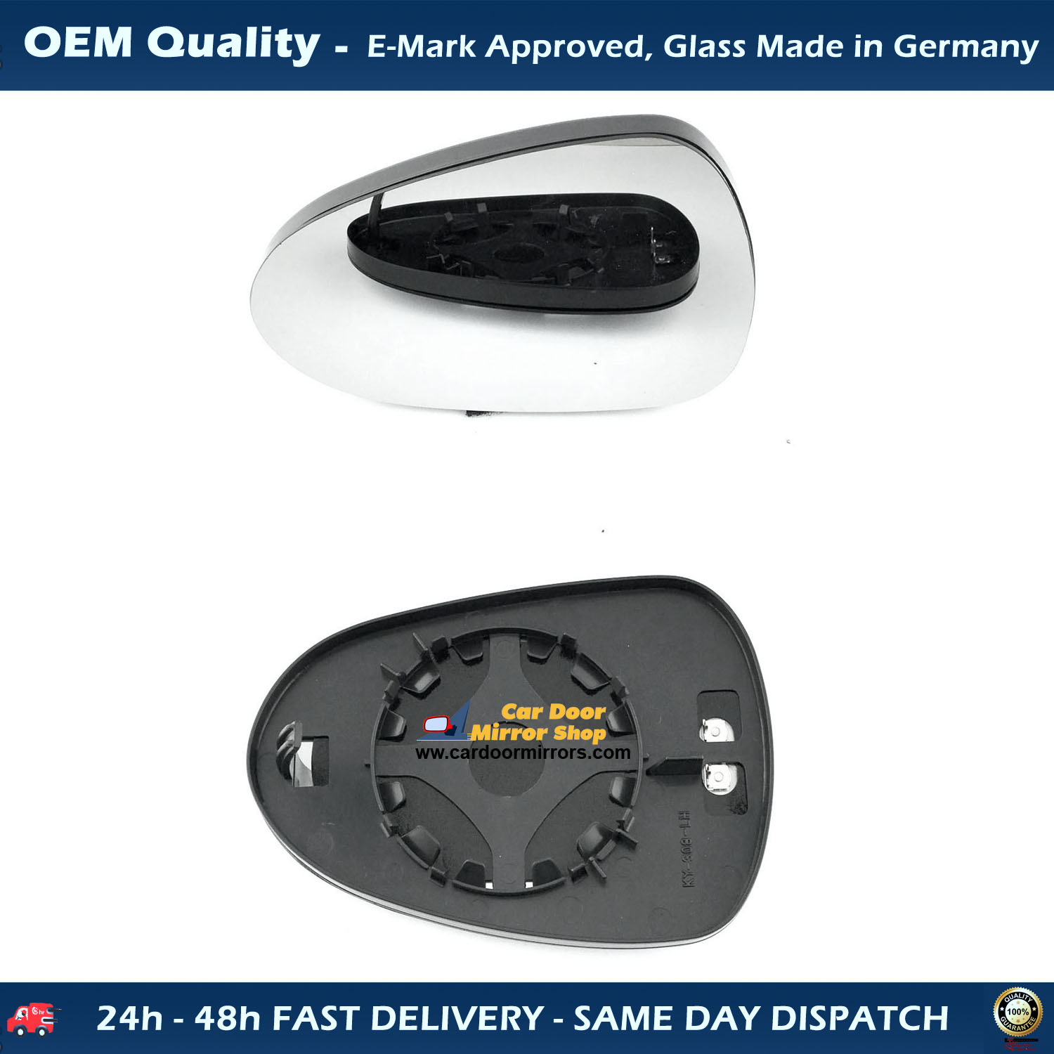 SEAT Exeo Wing Mirror Glass With Base LEFT HAND ( UK Passenger Side ) 2009 to 2018 – Heated Base Convex Mirror
