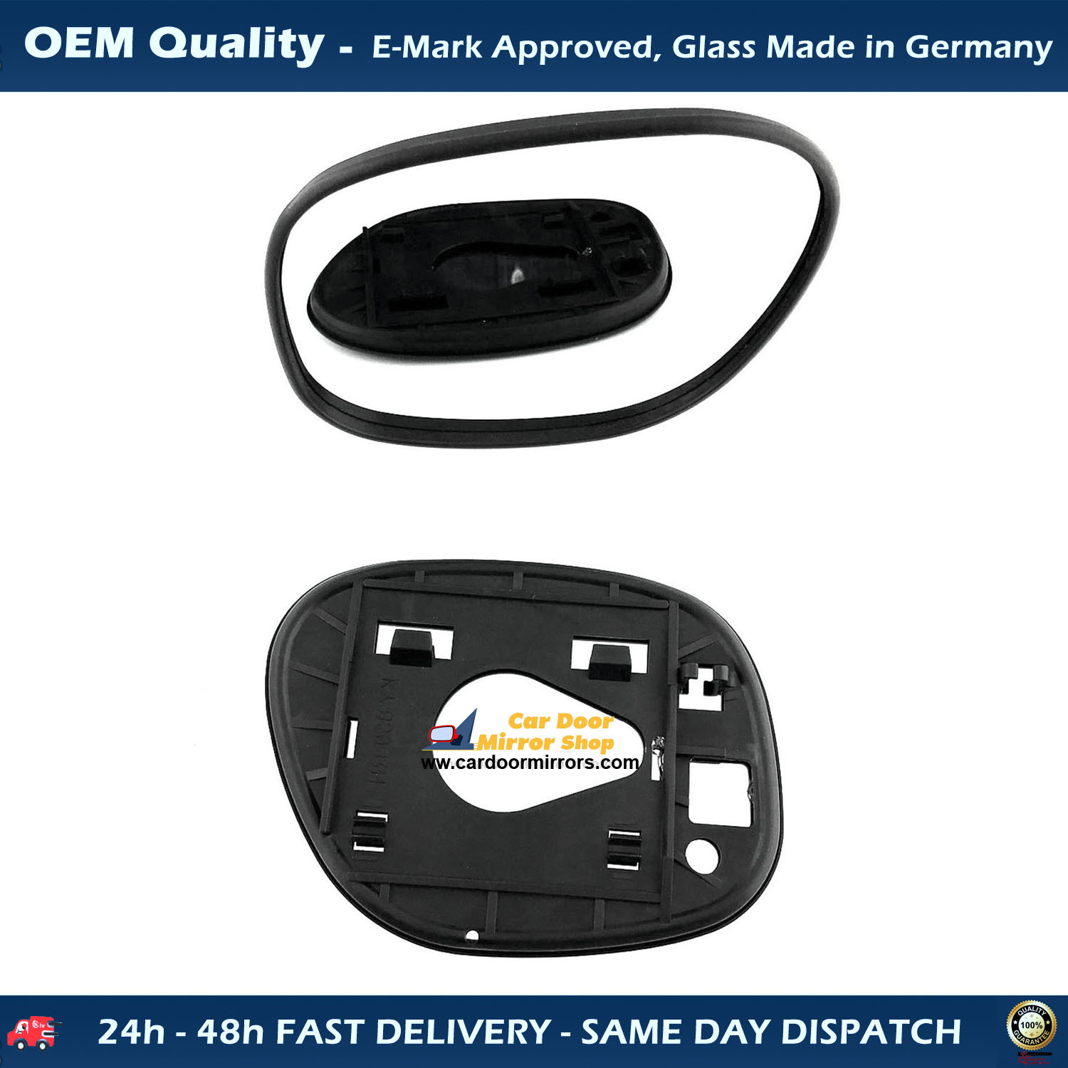 Toyota Rav 4 Wing Mirror Glass With Base LEFT HAND ( UK Passenger Side ) 1994 to 2000 – Convex Wing Mirror