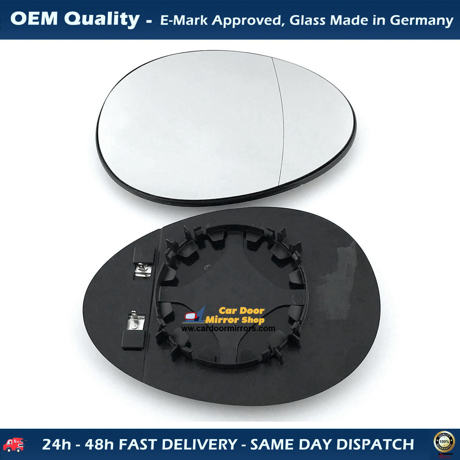 BMW Mini CulbMan R55 2006 to 2015 Wing Mirror Glass With Base RIGHT HAND ( UK Driver Side ) 2006 to 2015 – Heated Base Wide Angle Wing Mirror