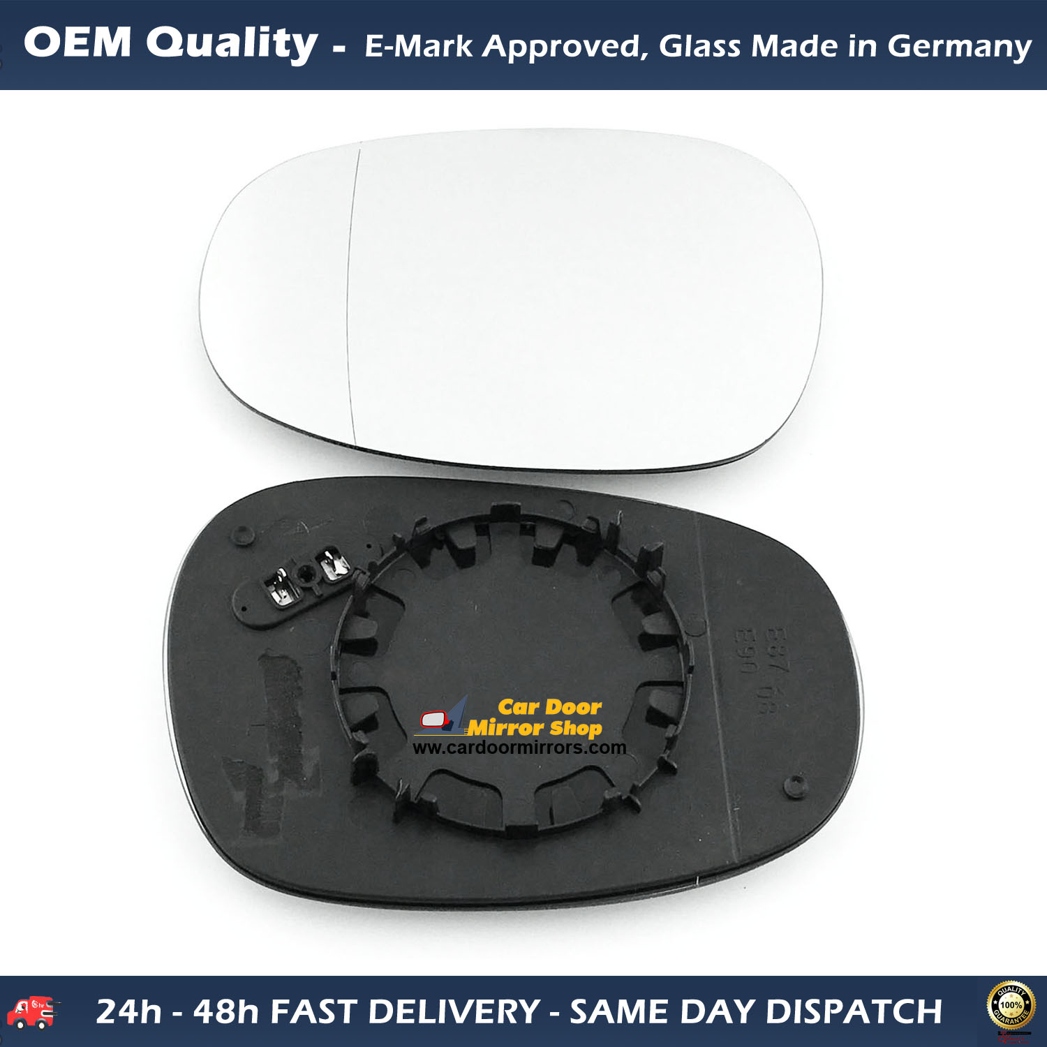 BMW 3 Series Wing Mirror Glass With Base LEFT HAND ( UK Passenger Side ) 2008 to 2011 – Heated Base Wide Angle Wing Mirror