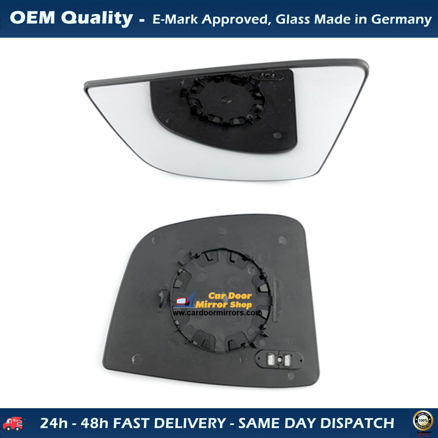 FIAT Doblo Wing Mirror Glass With Base LEFT HAND ( UK Passenger Side ) 2009 to 2020 – Heated Base Convex Mirror