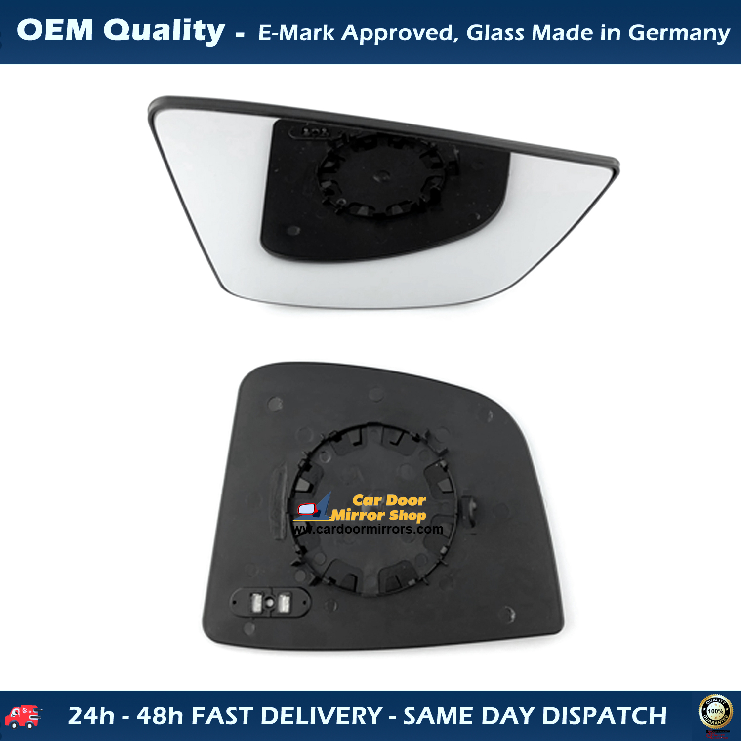 FIAT Doblo Wing Mirror Glass With Base RIGHT HAND ( UK Driver Side ) 2009 to 2020 – Heated Base Convex Mirror