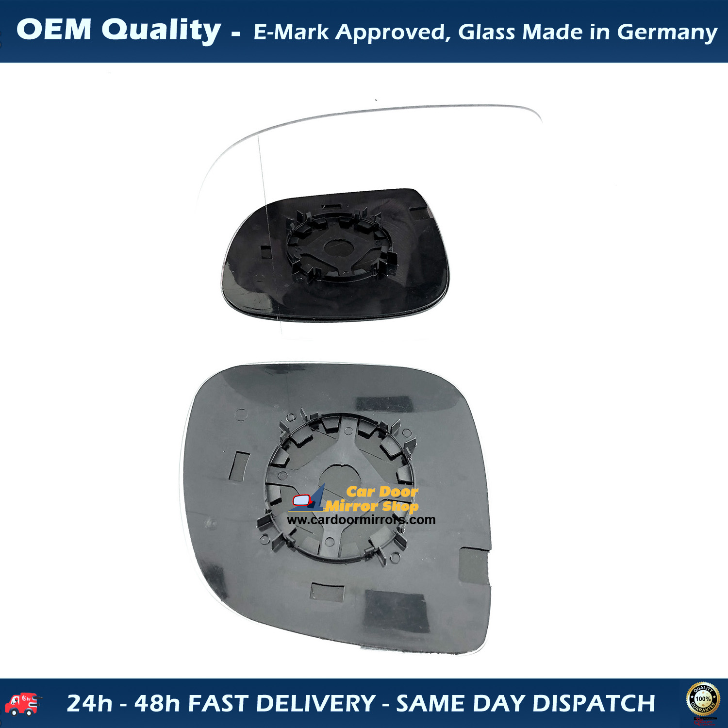 Volkswagen Transporter Wing Mirror Glass With Base LEFT HAND ( UK Passenger Side ) 2010 to 2016 – Convex Wing Mirror