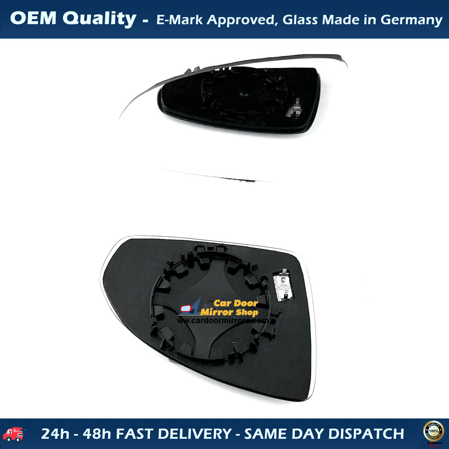 Smart Fortwo Wing Mirror Glass With Base LEFT HAND ( UK Passenger Side ) 2007 to 2015 – Heated Base Convex Mirror