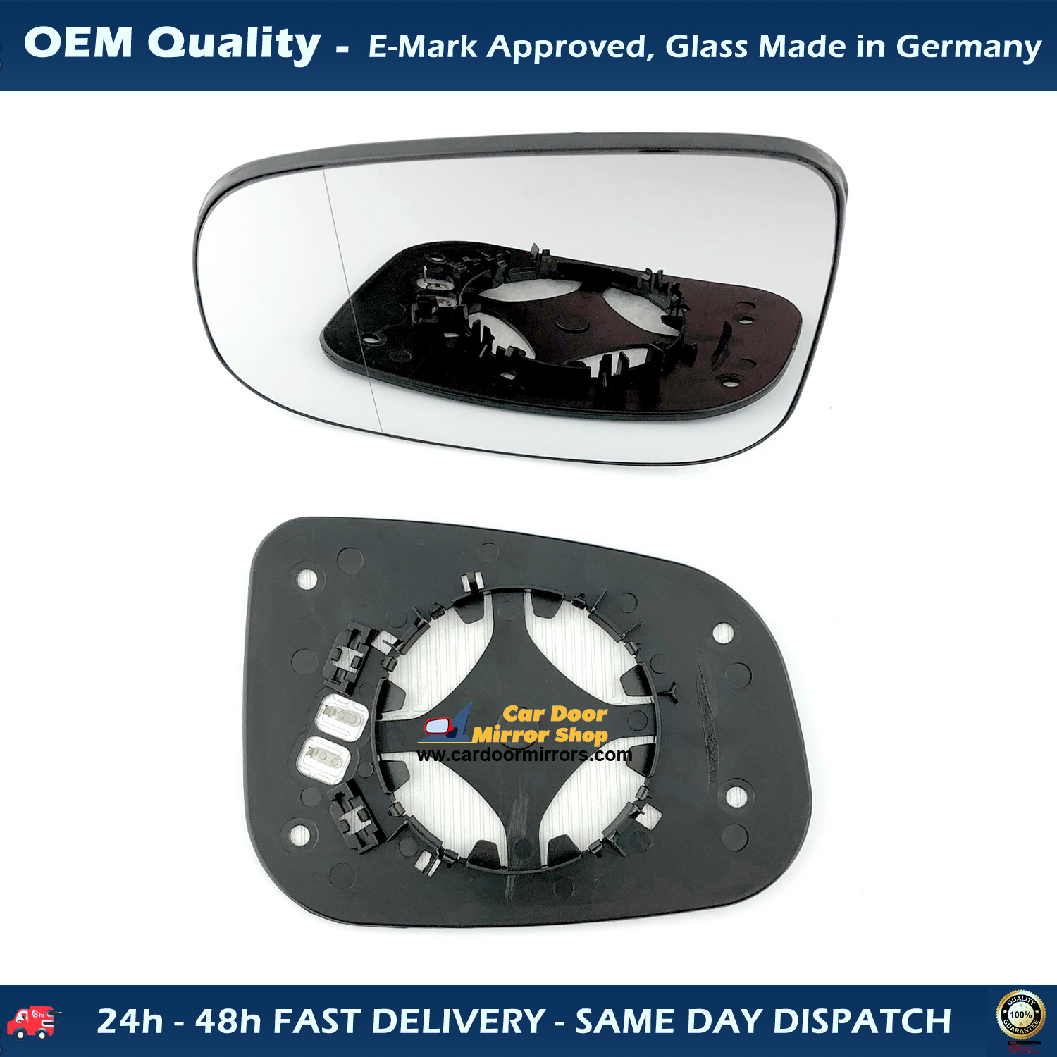 Volvo V40 CROSS COUNTRY Wing Mirror Glass With Base LEFT HAND ( UK Passenger Side ) 2013 to 2020 – Heated Base Wide Angle Wing Mirror