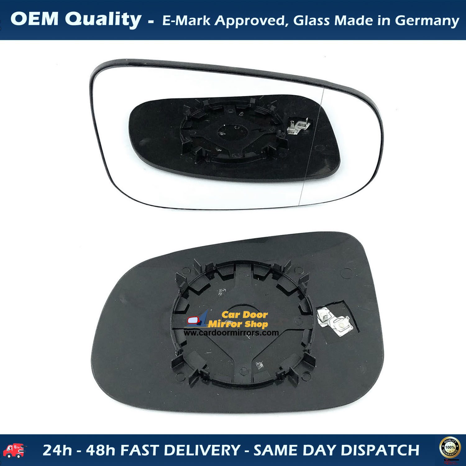 Jaguar XJ Wing Mirror Glass With Base RIGHT HAND ( UK Driver Side ) 2013 to 2020 – Heated Base Wide Angle Wing Mirror