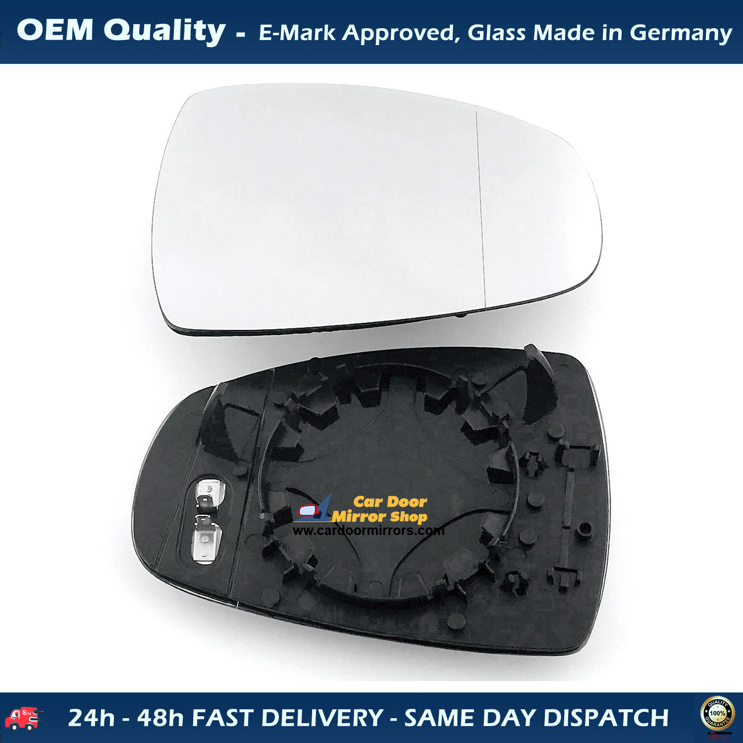 Audi S1 Wing Mirror Glass With Base RIGHT HAND ( UK Driver Side ) 2014 to 2020 – Heated Base Wide Angle Wing Mirror