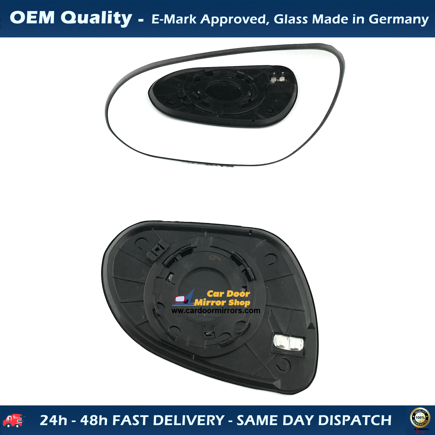 Hyundai I30 Wing Mirror Glass With Base LEFT HAND ( UK Passenger Side ) 2007 MAY to 2013 – Heated Base Convex Mirror