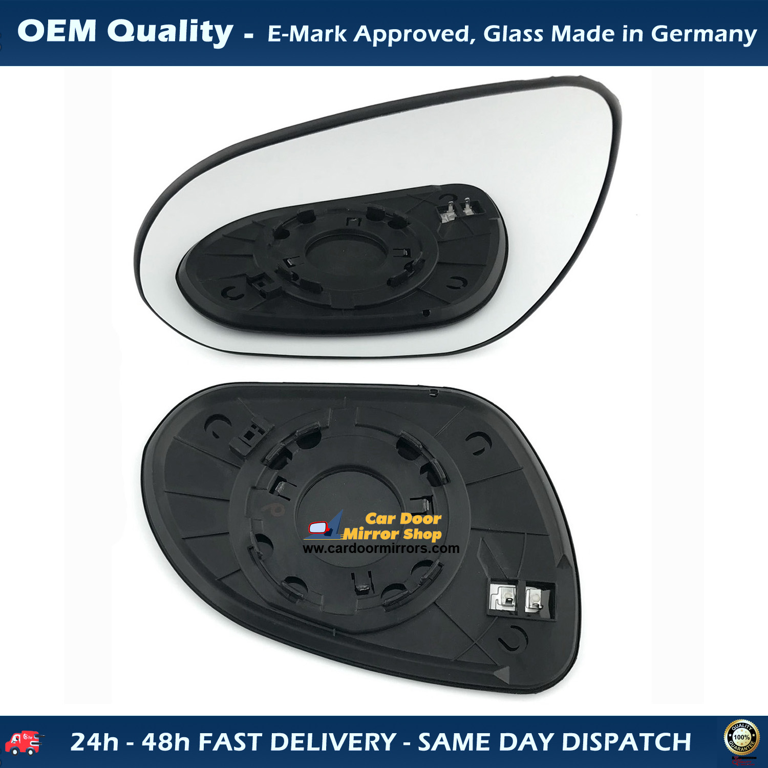 Hyundai Elantra Wing Mirror Glass With Base RIGHT HAND ( UK Driver Side ) 2006 to 2011 – Heated Base Convex Mirror