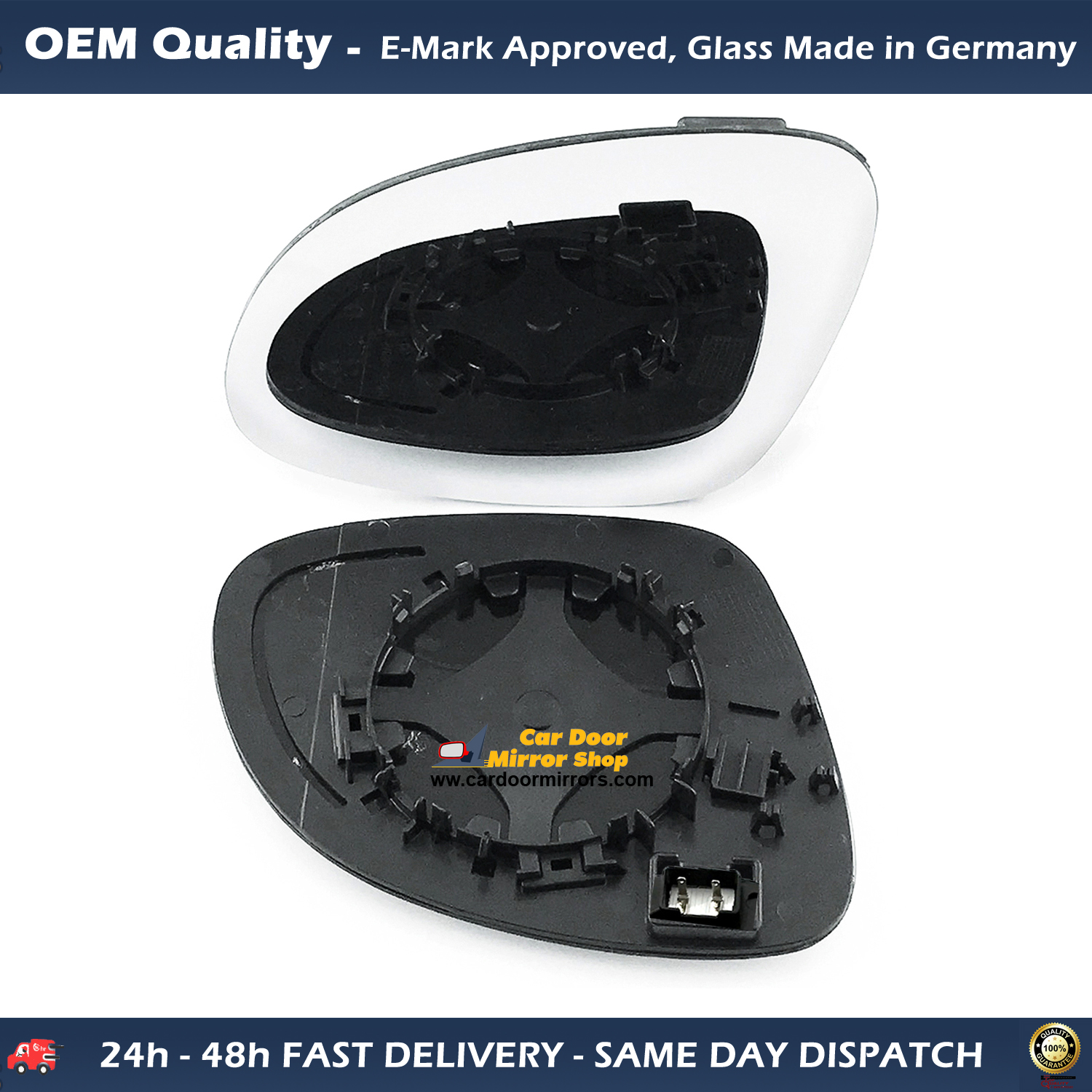 Volkswagen Sharan Wing Mirror Glass With Base LEFT HAND ( UK Passenger Side ) 2010 to 2018 – Heated Base Convex Mirror
