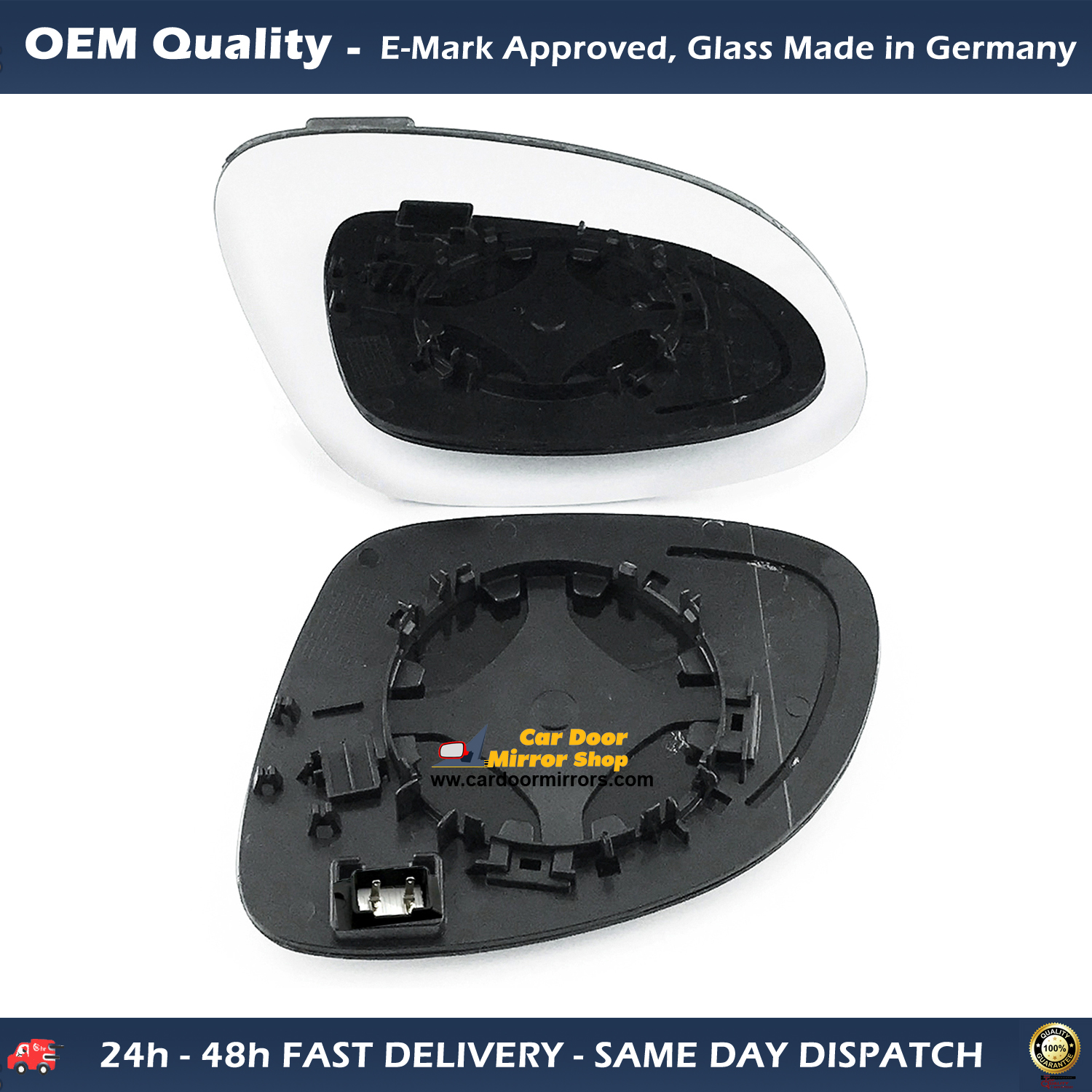Skoda Yeti Wing Mirror Glass With Base RIGHT HAND ( UK Driver Side ) 2010 to 2018 – Heated Base Wide Angle Wing Mirror