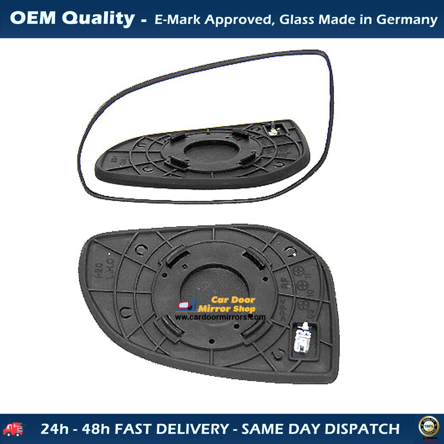 Hyundai I20 Wing Mirror Glass With Base LEFT HAND ( UK Passenger Side ) 2009 to 2012 – Heated Base Convex Mirror  ( For Car Wing Mirrors WITH NO indicators )
