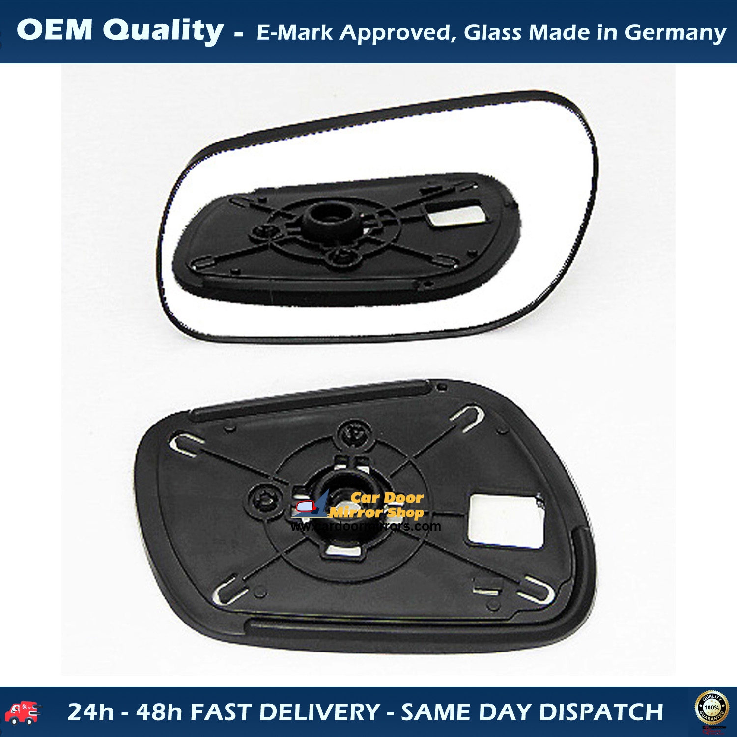 Mazda 2 Wing Mirror Glass With Base LEFT HAND ( UK Passenger Side ) 2003 to 2007 – Convex Wing Mirror ( Ball Type Fitting )
