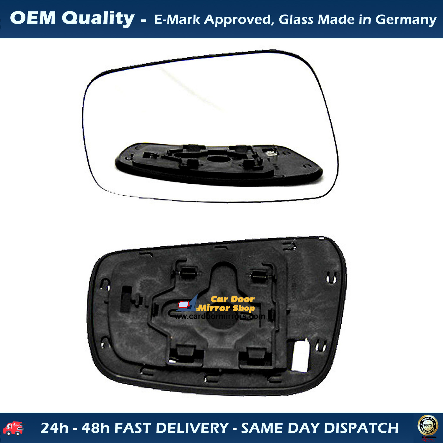 Nissan Navara Wing Mirror Glass With Base LEFT HAND ( UK Passenger Side ) 2008 to 2015 – Heated Base Convex Mirror