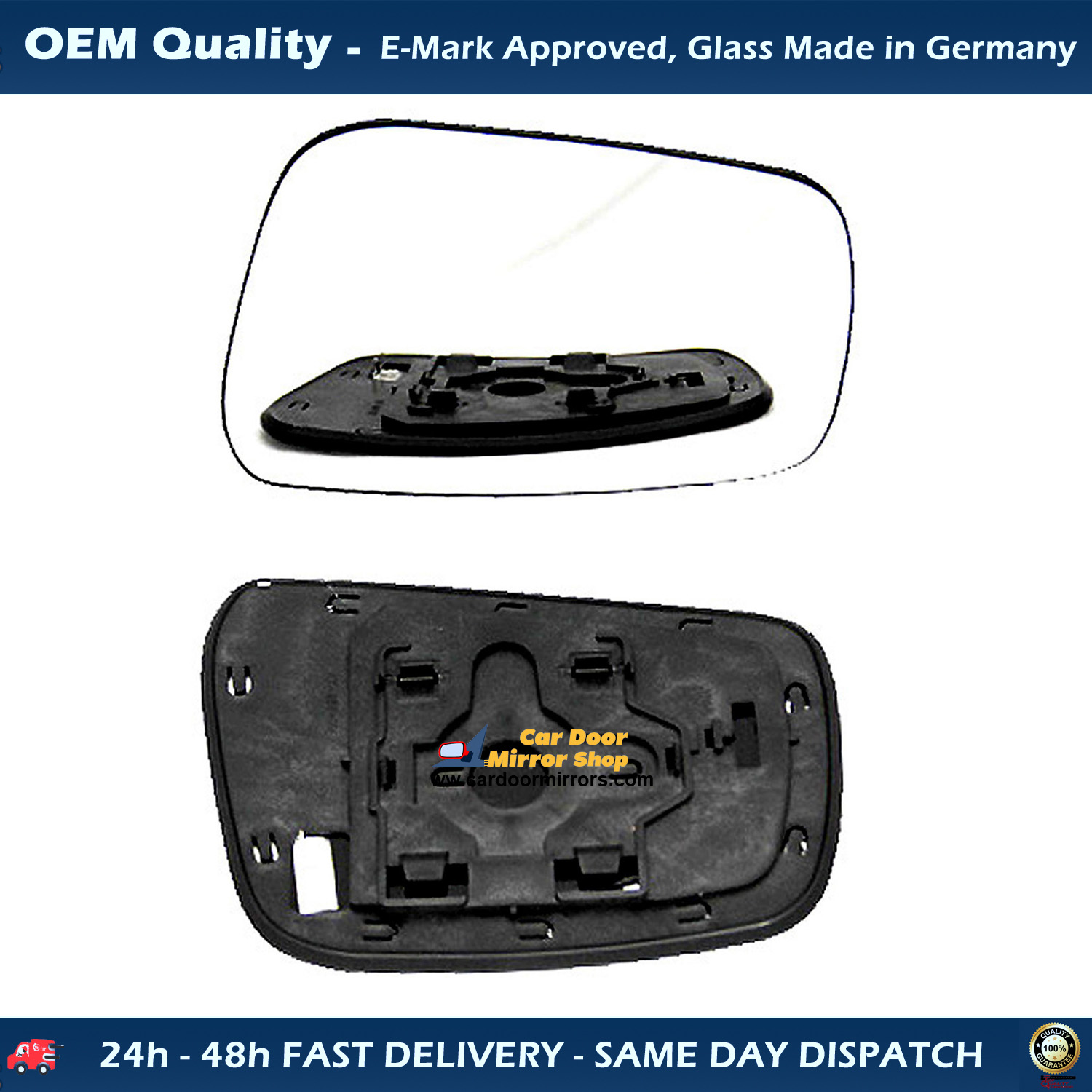 Nissan Navara Wing Mirror Glass With Base RIGHT HAND ( UK Driver Side ) 2008 to 2015 – Heated Base Convex Mirror