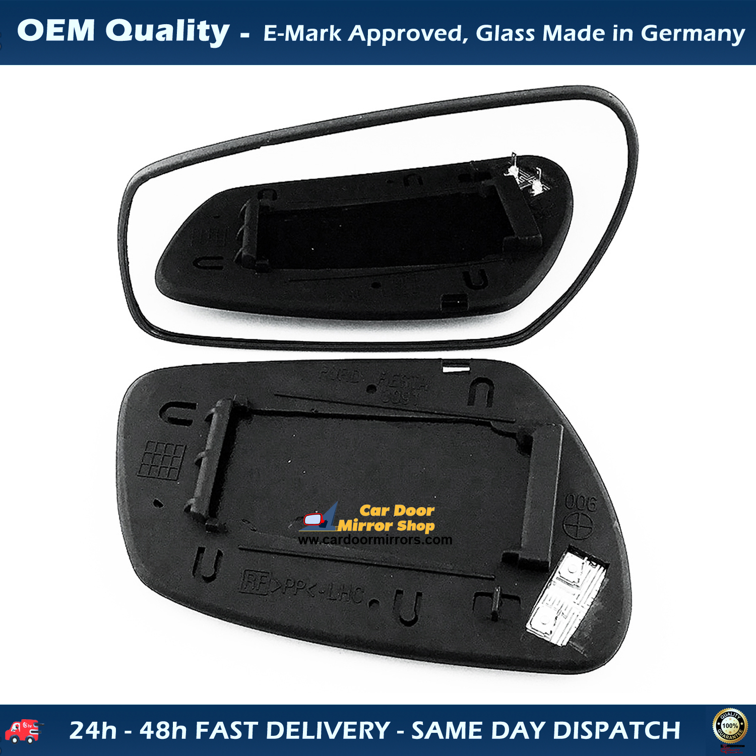 Ford Focus Wing Mirror Glass With Base LEFT HAND ( UK Passenger Side ) 2005 to 2007 – Heated Base Convex Mirror